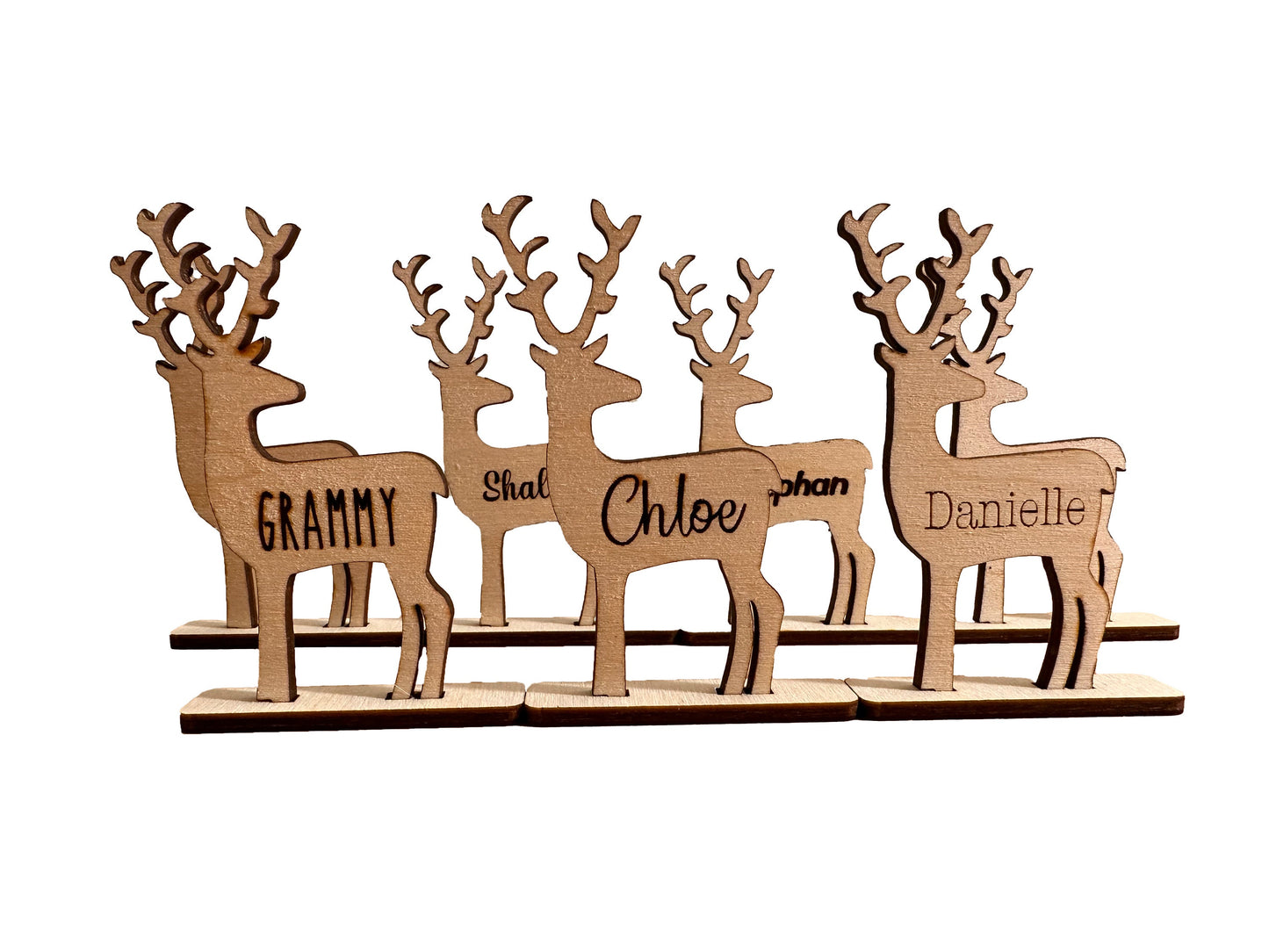 Wooden Deer With Personalized Names | Custom Party Table Decorations | Luxury Wedding Name Cards Placement | Seating Arrangement Decor