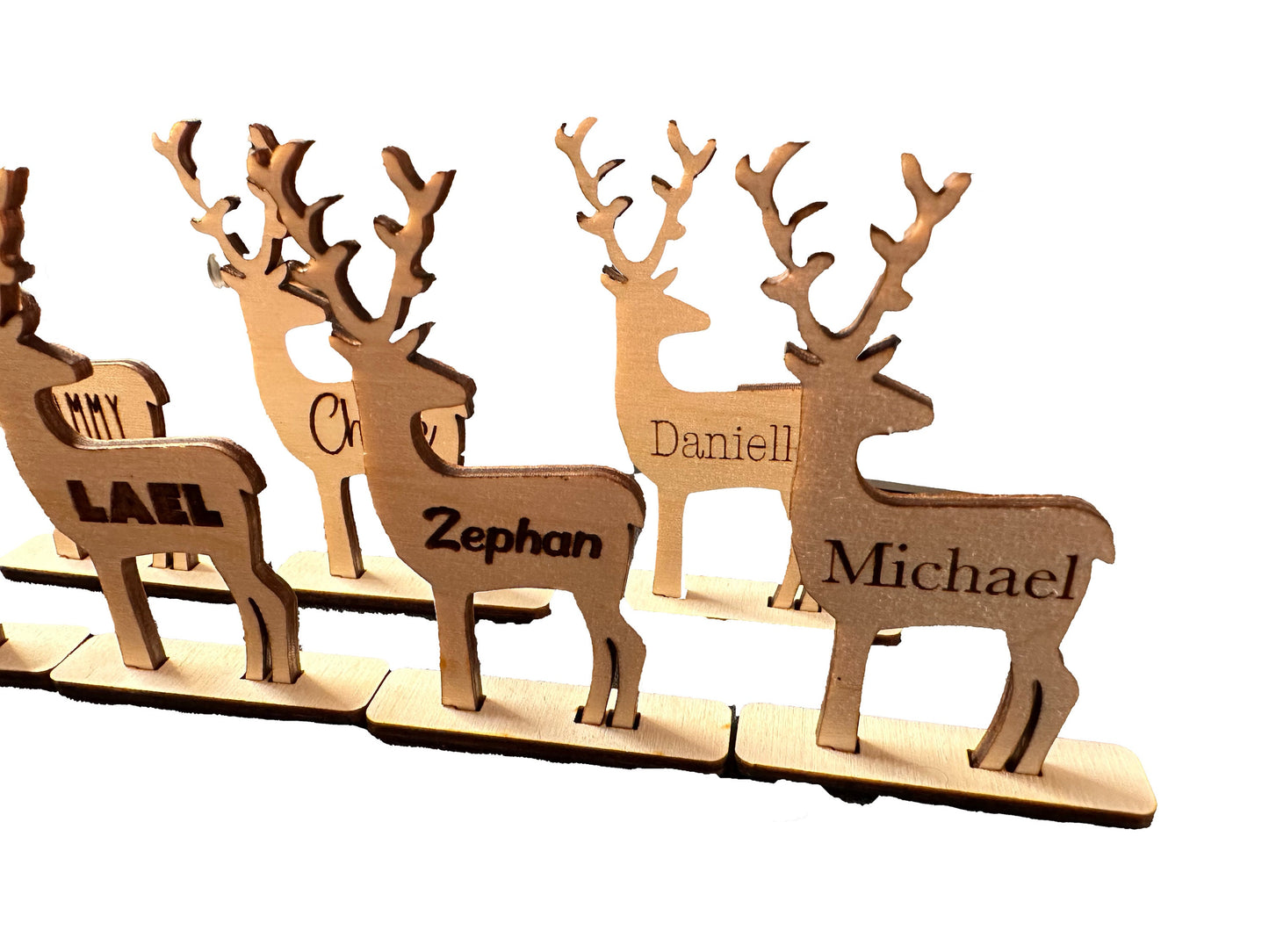 Wooden Deer With Personalized Names | Custom Party Table Decorations | Luxury Wedding Name Cards Placement | Seating Arrangement Decor