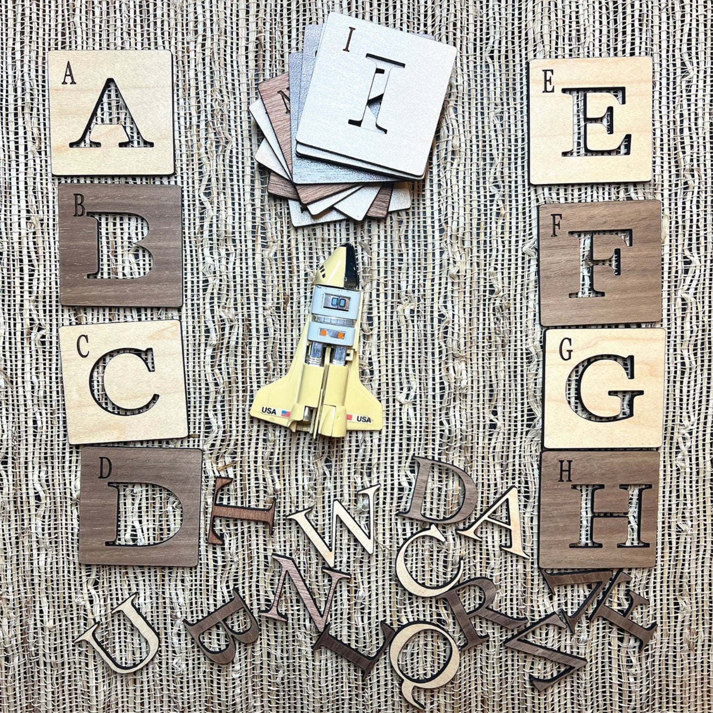 My English Alphabet Stencils Or Flashcards | Montessori | Early Education | Learning Alphabet | Spelling Toys | Burlap Bag Game