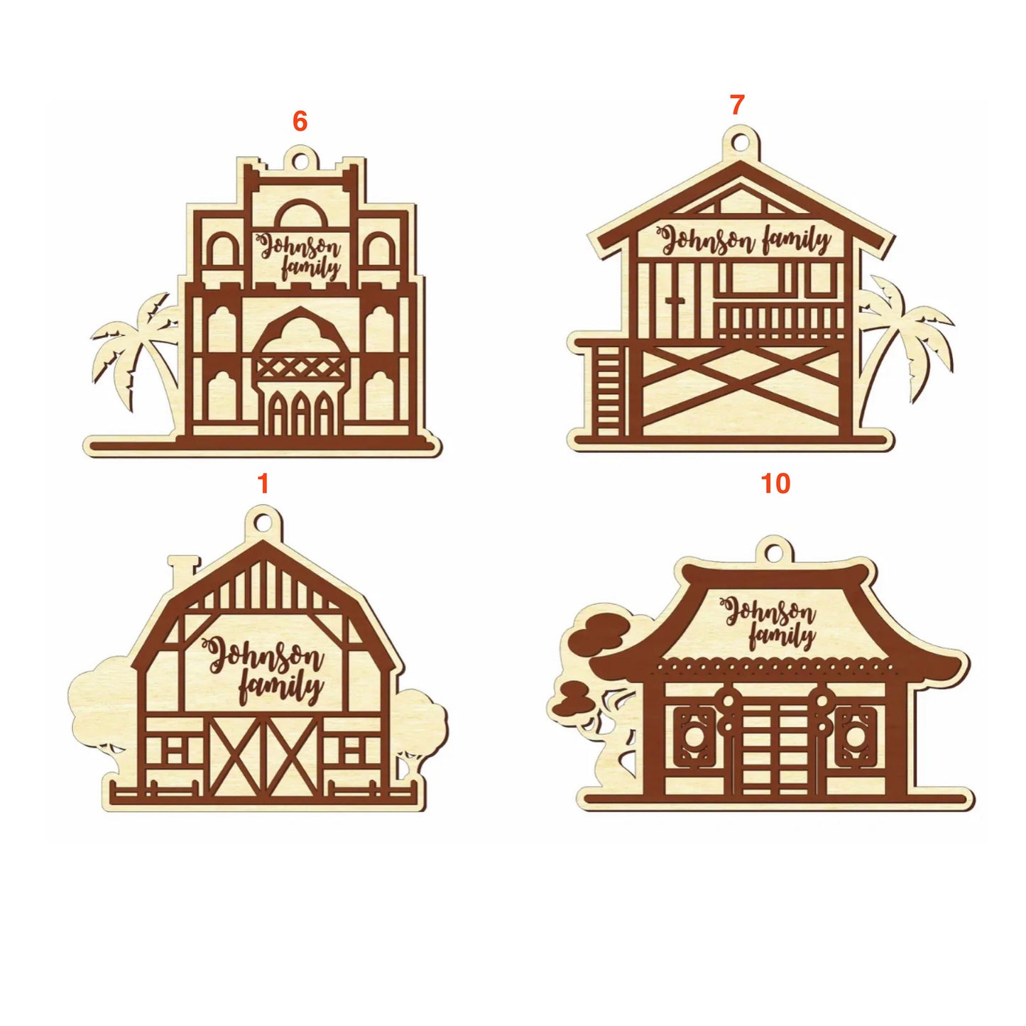Personalized Family House Ornaments | Santa Claus | Home | Gift | Present Tag | Christmas Tree Ornament