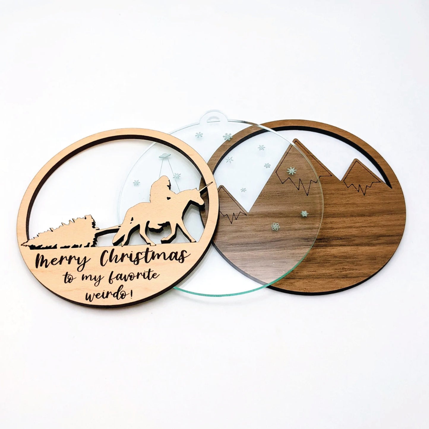 Mystical Mountain With Bigfoot Riding a Unicorn | DIY Paint | Gift | Present Tag | Christmas Tree Ornament