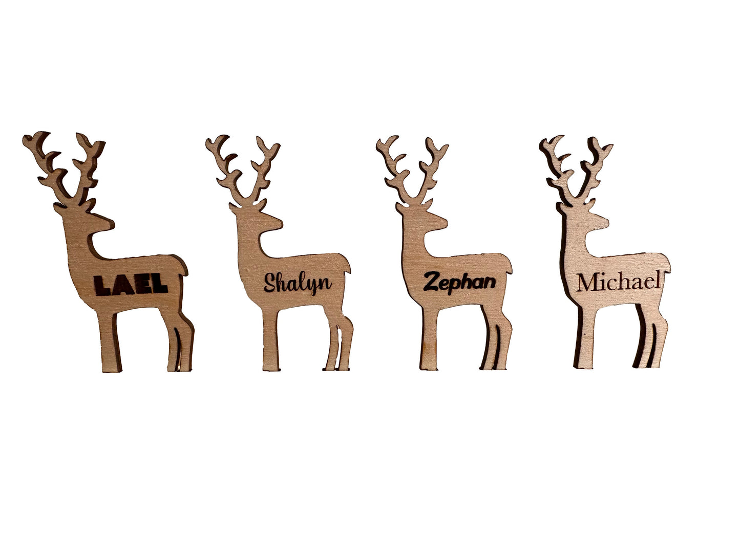 Wooden Deer With Personalized Names | Custom Party Table Decorations | Luxury Wedding Name Cards Placement | Seating Arrangement Decor