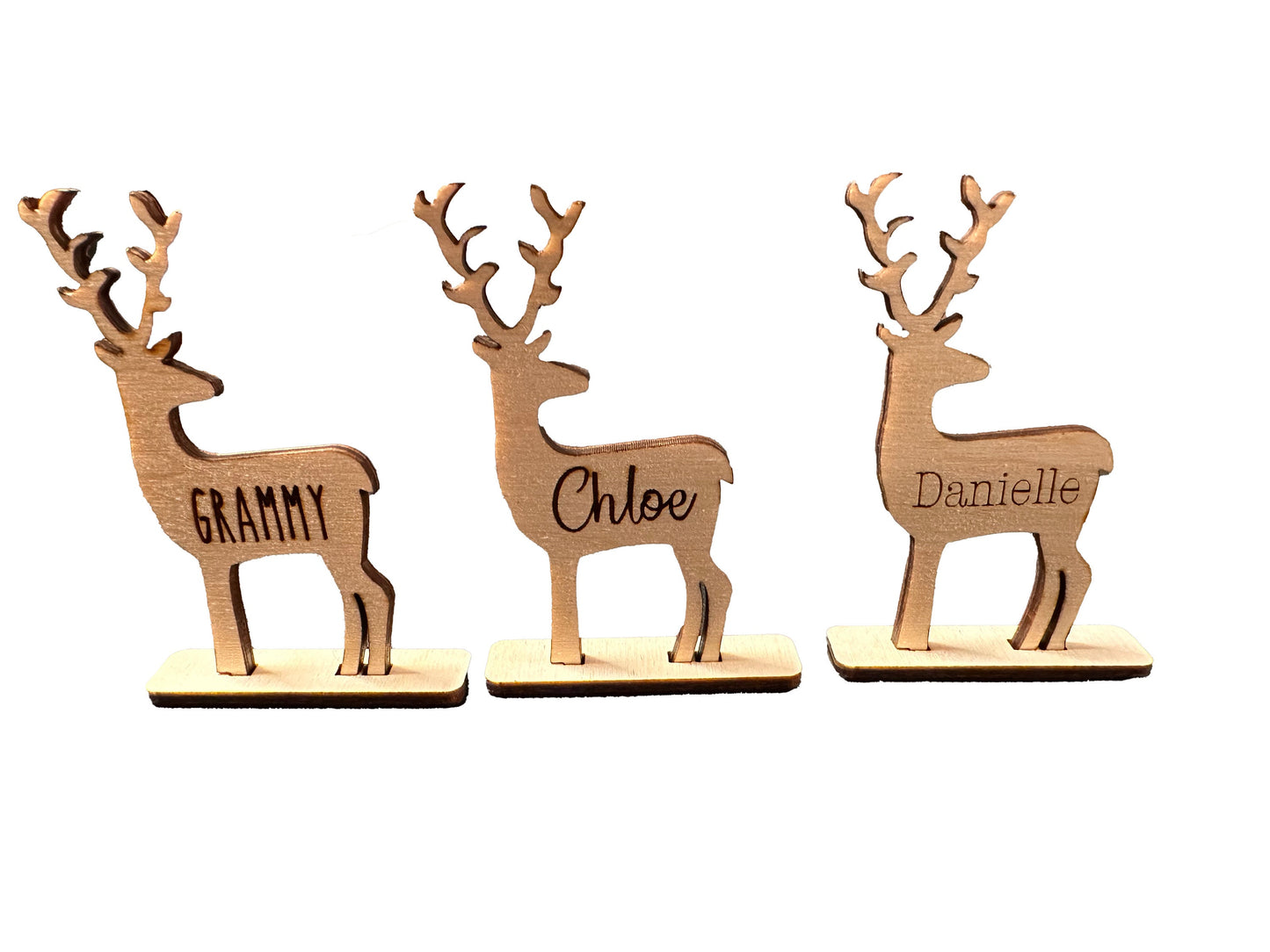 Wooden Deer With Personalized Names | Custom Party Table Decorations | Luxury Wedding Name Cards Placement | Seating Arrangement Decor