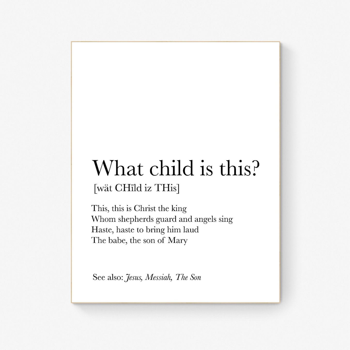 What Child Is This Definition | Worship | Christmas Lyrics | Gospel Hymn | Christian Music Art Print