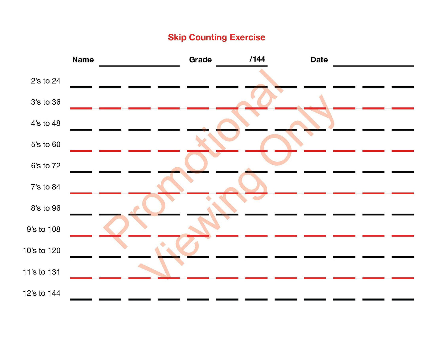 Skip Counting From 2 to 12 Exercise | Digital Download | Mathematics School Teacher | Tutor | Homeschool | Classical Education | Montessori