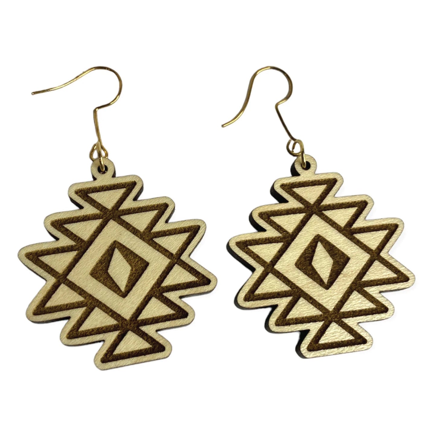 Aztec Pattern Boho Dangle Earrings | Wood | Dangle Earring