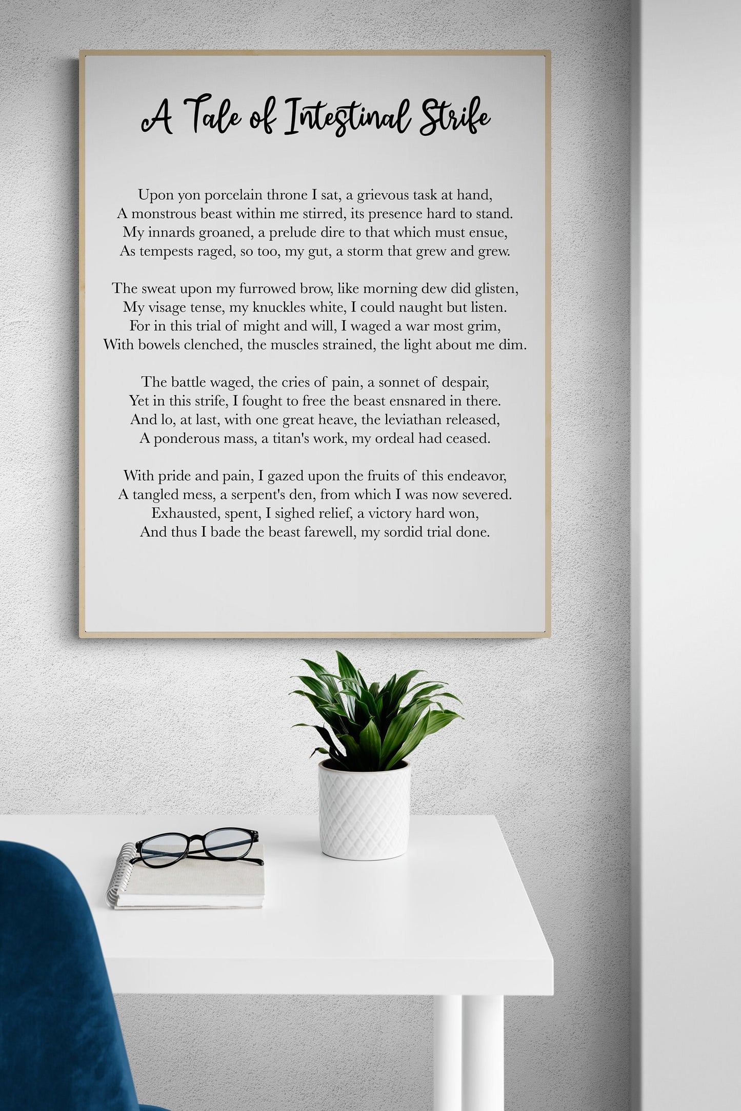 A Tale of Intestinal Strife | Shakespearean Style Sonnet | Bathroom Decor | Art Print