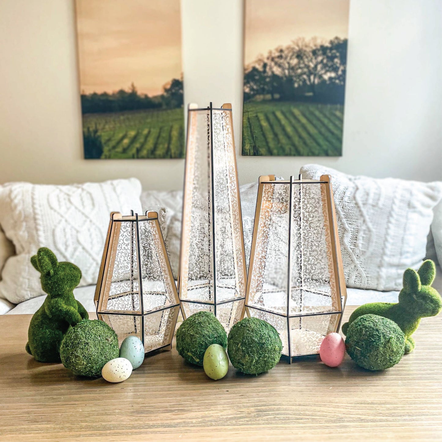Decorative Faceted Tabletop Lantern | High Quality | Battery Candle or Fairy Lights | Assembly Required