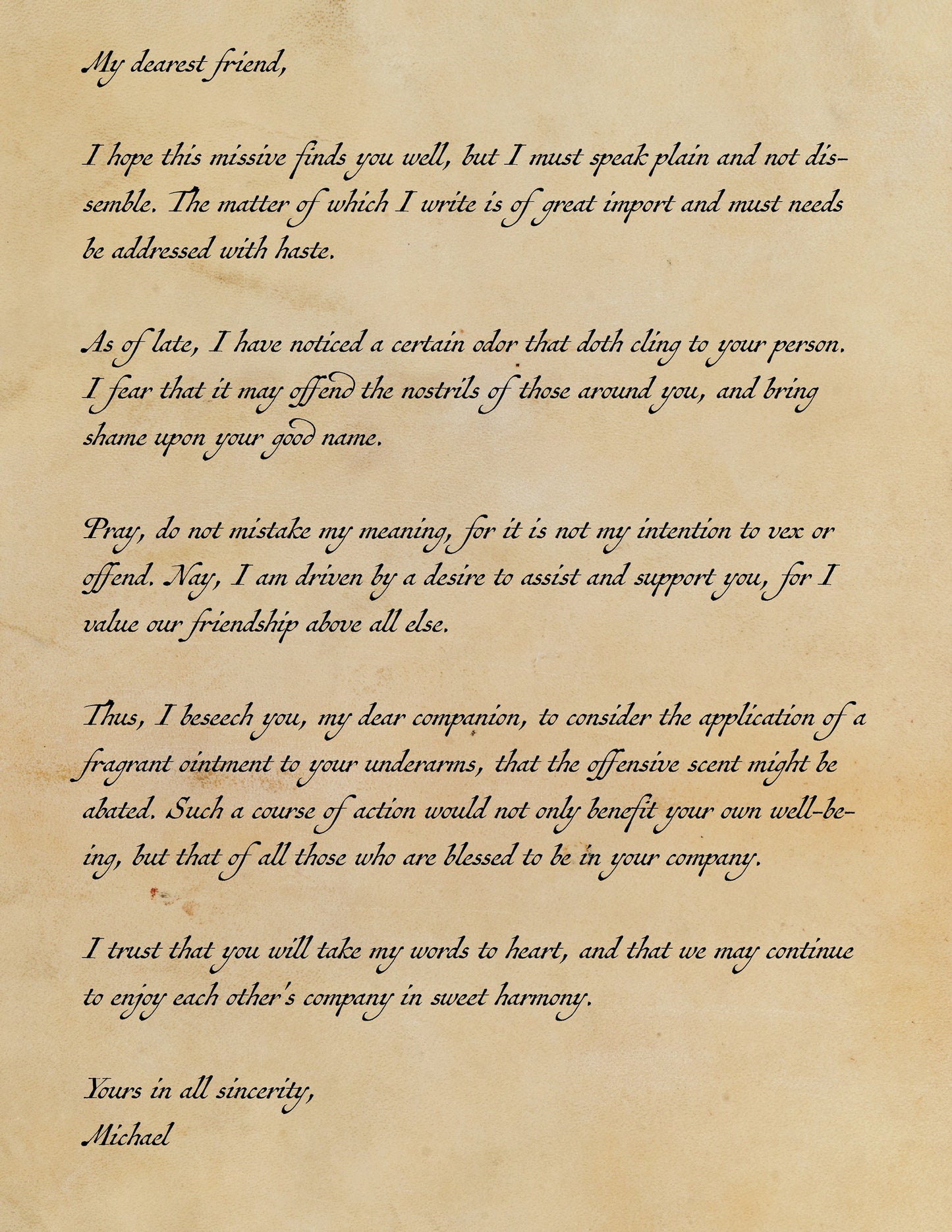 Thou Art a Jester | Custom Humorous Shakespearean Letter to Thy Friend - Printable Digital Download