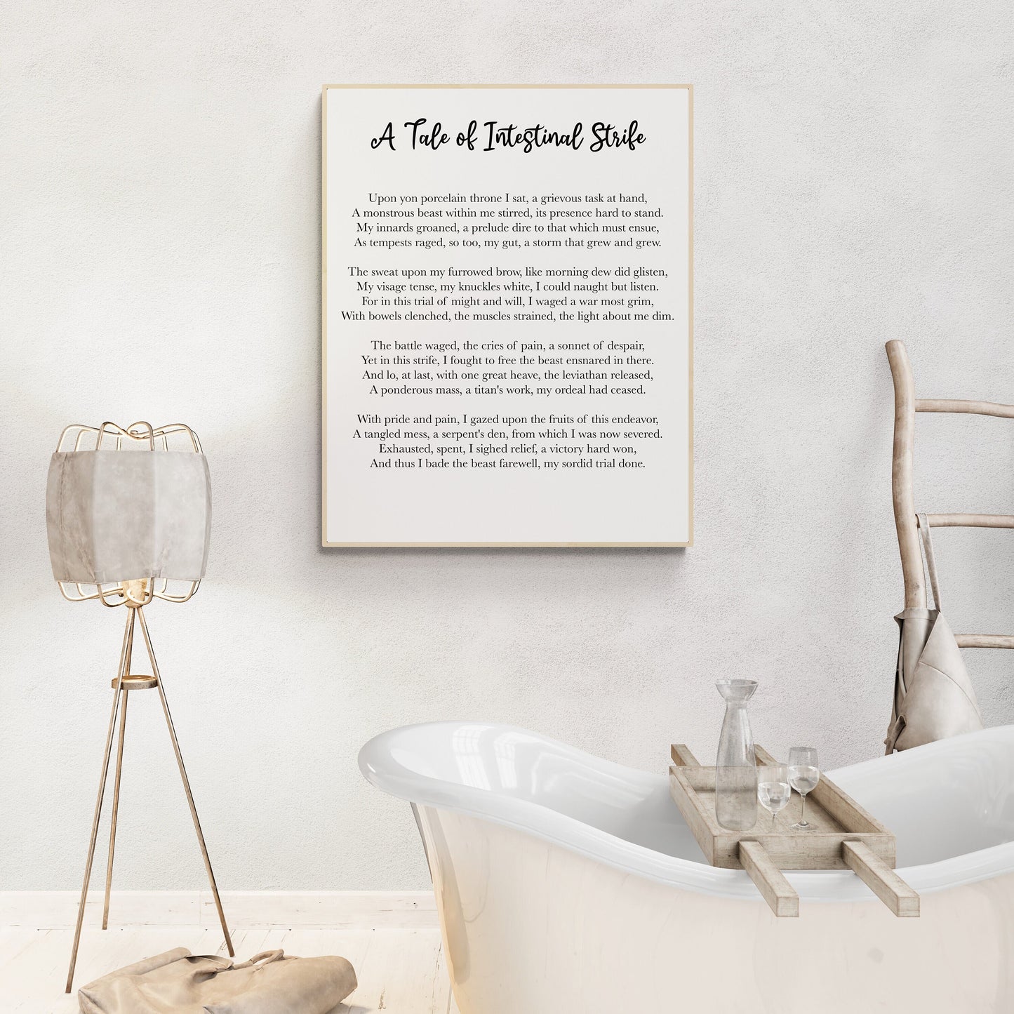 A Tale of Intestinal Strife | Shakespearean Style Sonnet | Bathroom Decor | Art Print