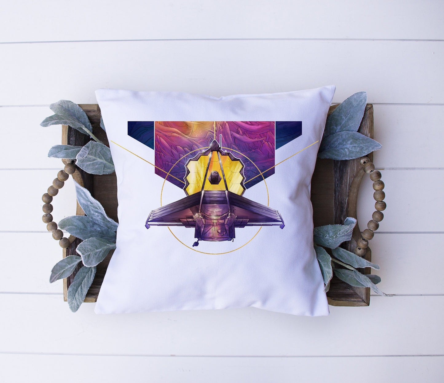 Webb Telescope Concept Design | NASA Artwork | Space Exploration | Decorative Pillow | Custom Designed | Made In The USA
