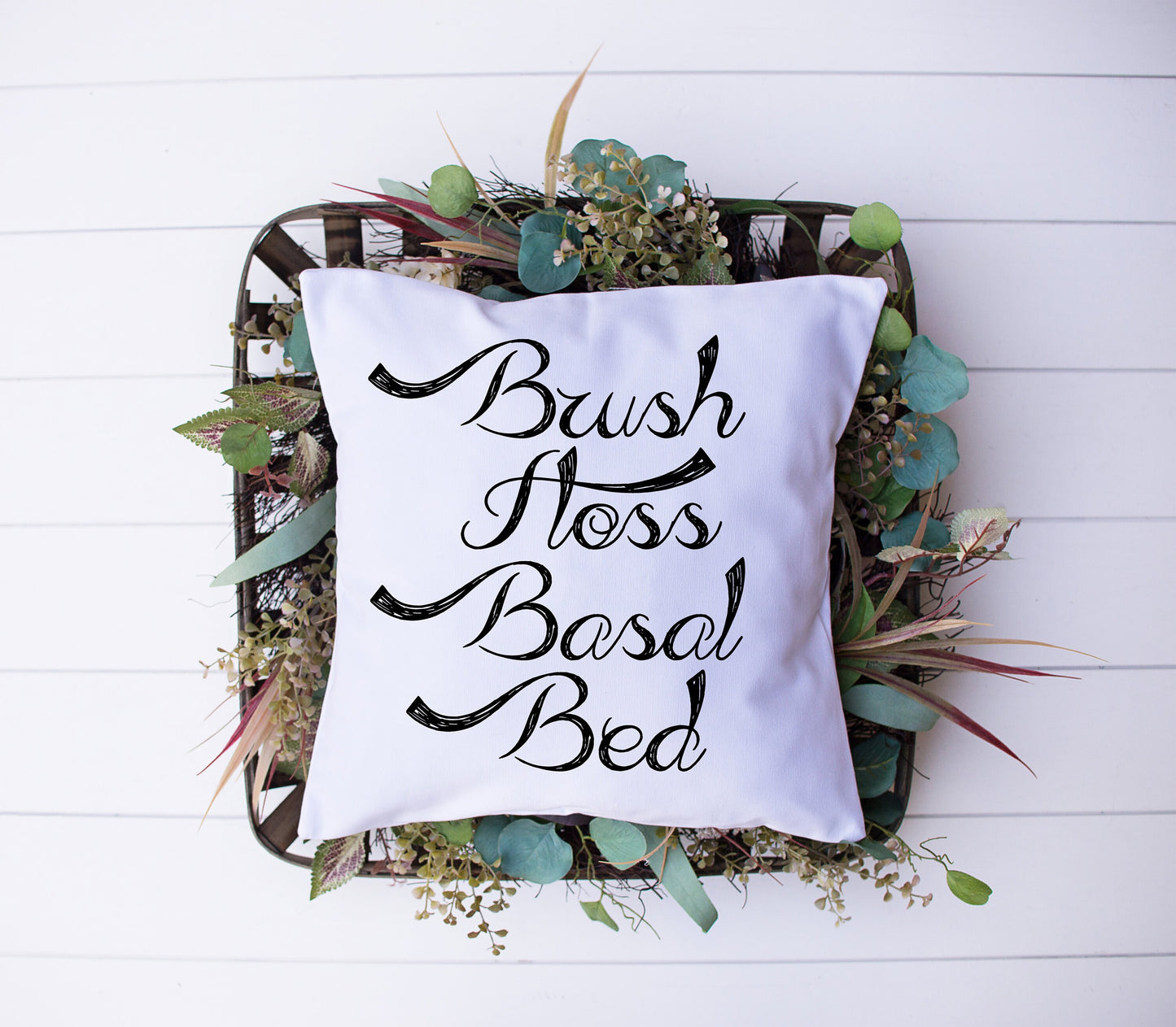 T1D Humor | Brush Floss Basal Bed | Diabetes | Decorative Pillow | Custom Designed | Made In The USA