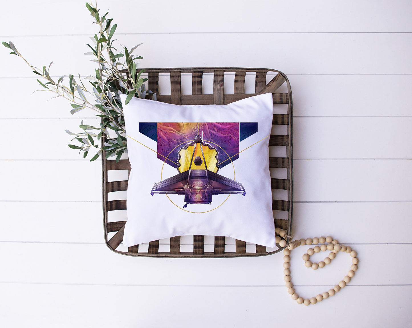 Webb Telescope Concept Design | NASA Artwork | Space Exploration | Decorative Pillow | Custom Designed | Made In The USA