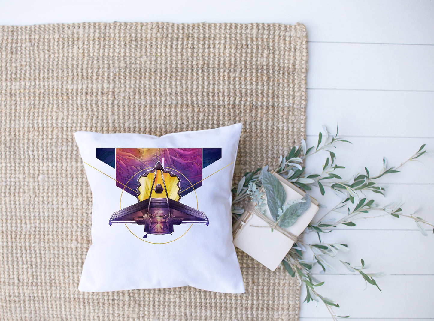 Webb Telescope Concept Design | NASA Artwork | Space Exploration | Decorative Pillow | Custom Designed | Made In The USA