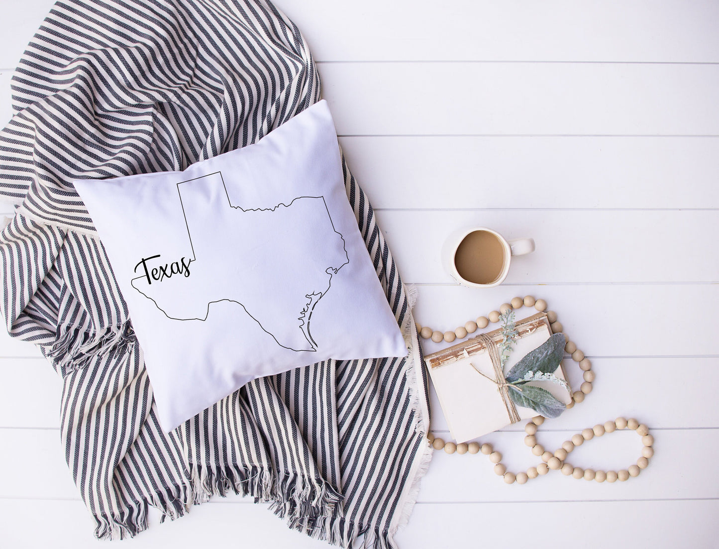 Map of Texas with Name Written In Calligraphy | Black and White Bird | Decorative Pillow | Custom Designed | Made In The USA