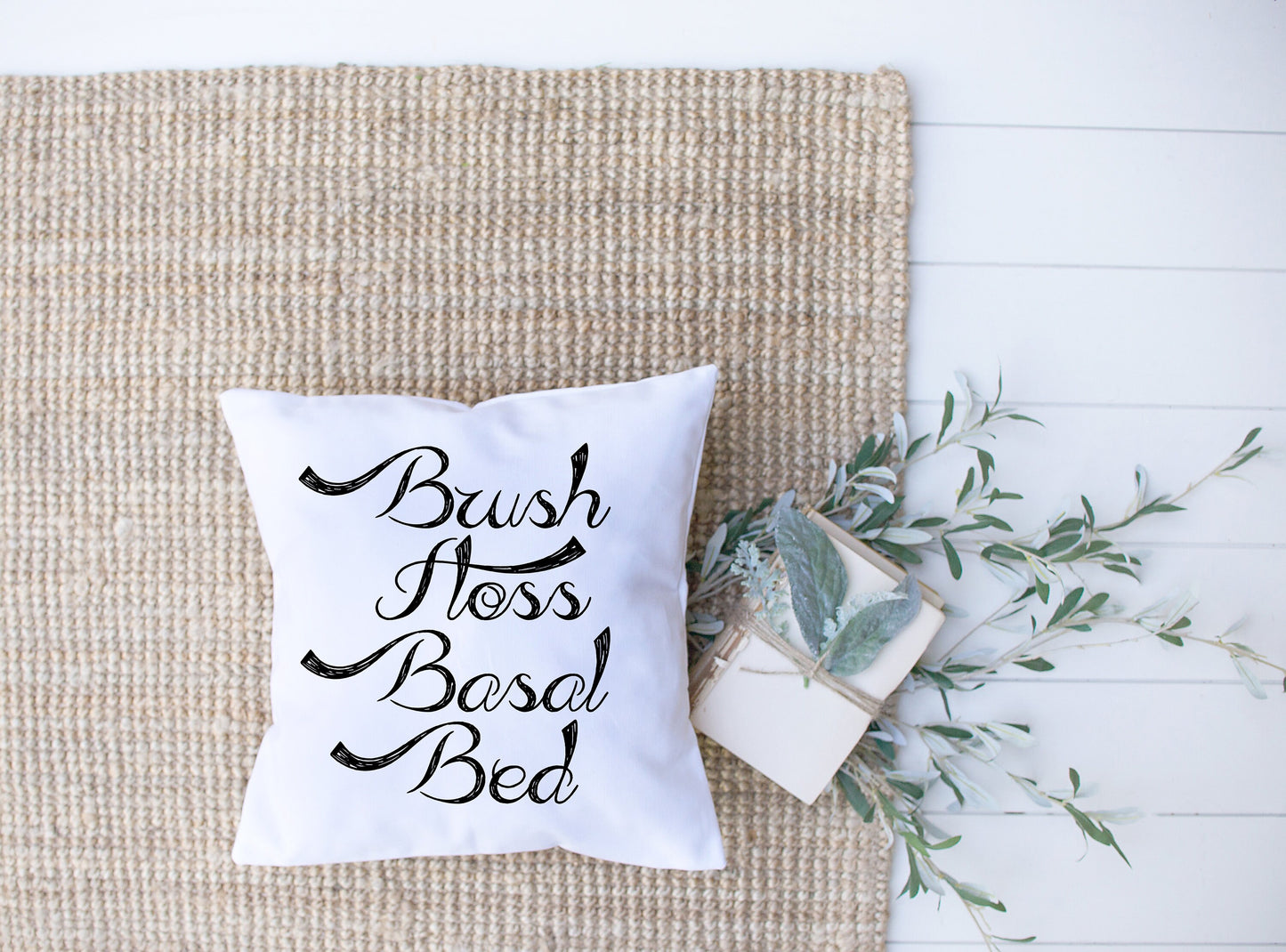 T1D Humor | Brush Floss Basal Bed | Diabetes | Decorative Pillow | Custom Designed | Made In The USA