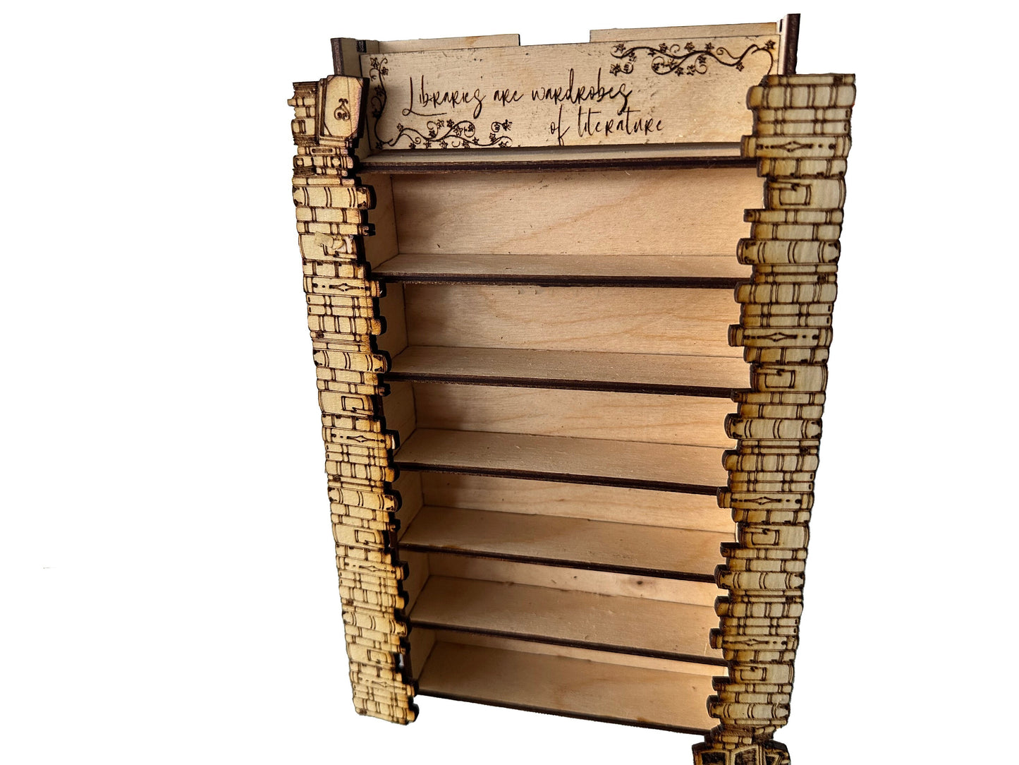 Library Book Shelf Model Kit | Completed Size: 8.5"H x 4.5"W x 1" D | Mini Bookcase | Laser cut | Handmade | Assembly Required