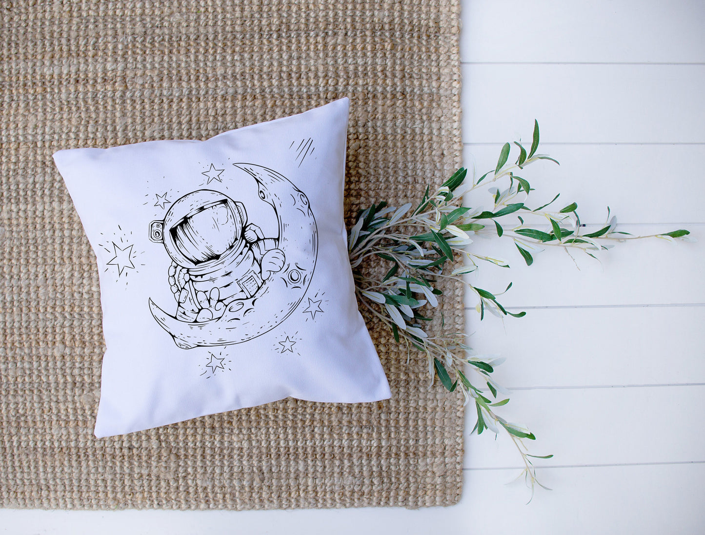Astronaut Over The Moon | Decorative Pillow | Custom Designed | Made In The USA