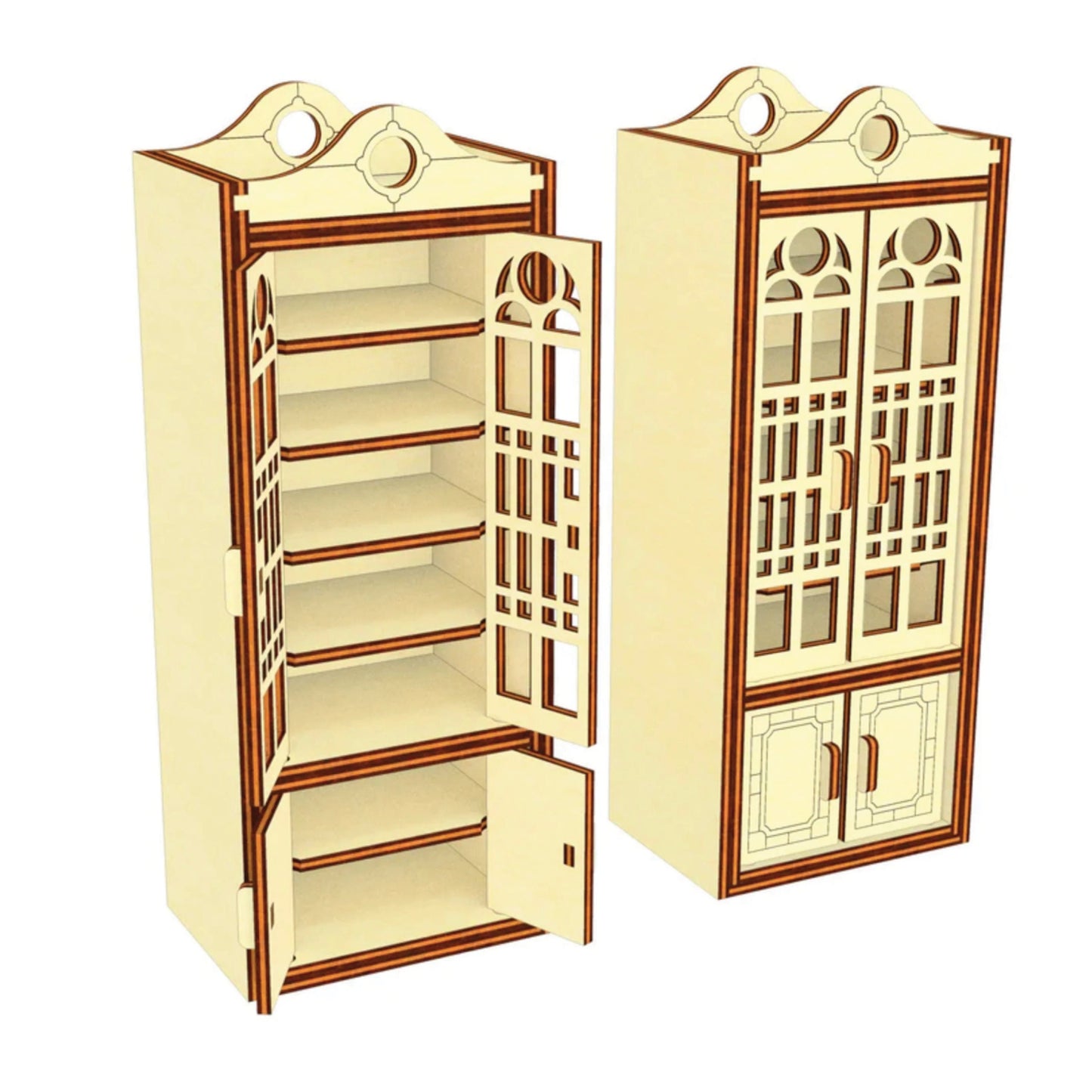 Cupboard Book Nook with Opening Doors and Small Shelves | Assembly And Painting Required | Bookshelf Nook Insert