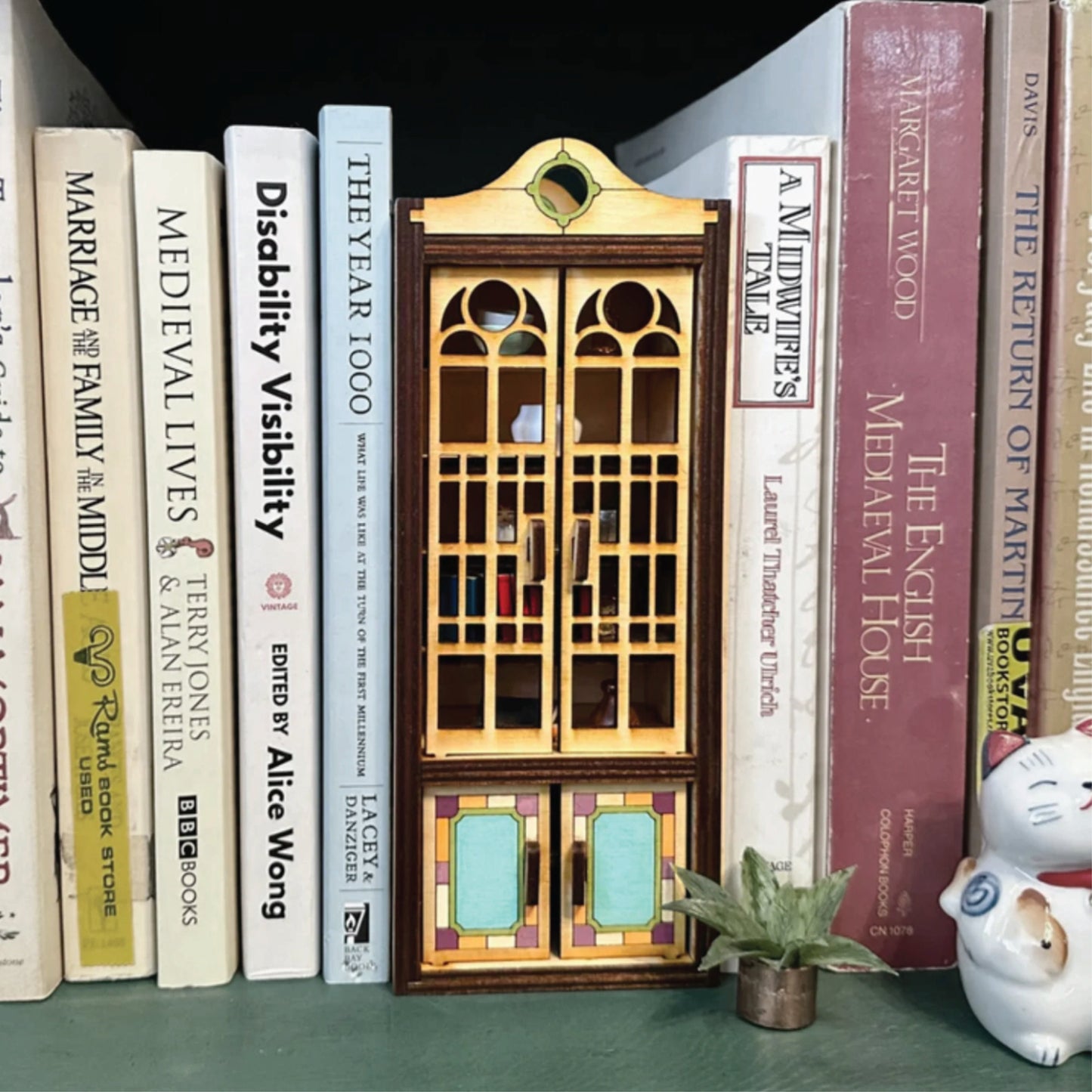 Cupboard Book Nook with Opening Doors and Small Shelves | Assembly And Painting Required | Bookshelf Nook Insert