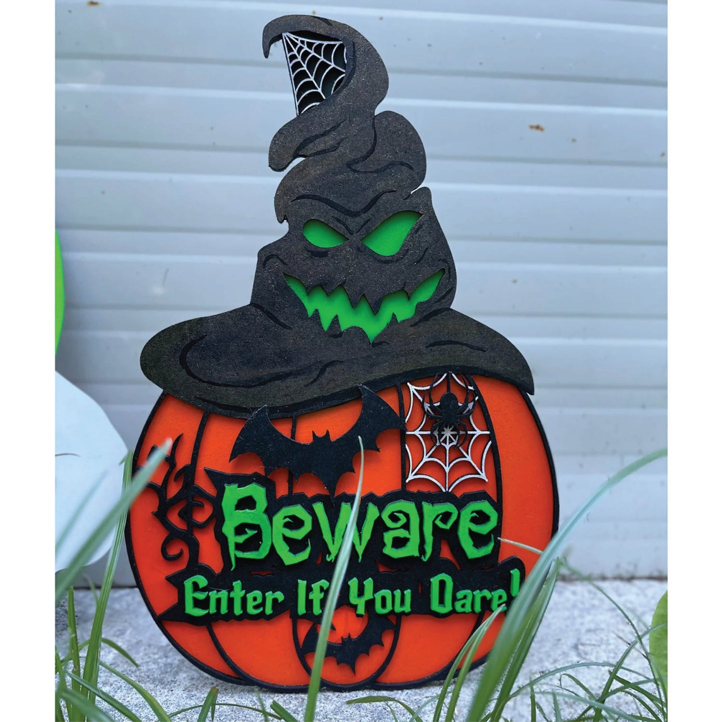Beware | Enter At Your Own Peril | Evil Pumpkin Door Hanger | DIY Project | Requires Painting and Assembly