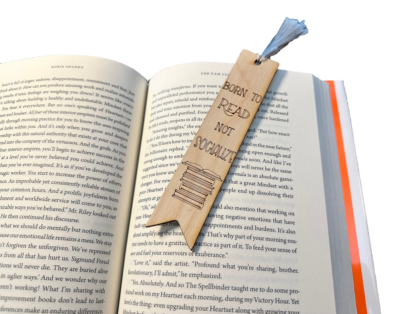 Born to Read Not Socialize | Wooden Bookmark With Tassel