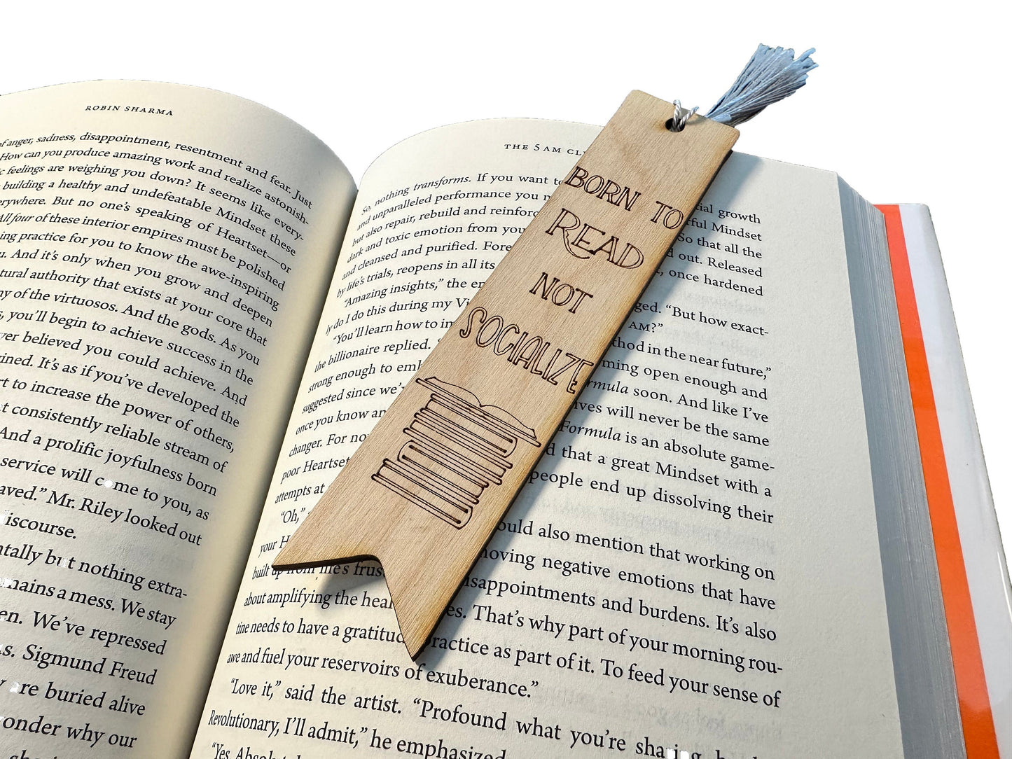 Born to Read Not Socialize | Wooden Bookmark With Tassel
