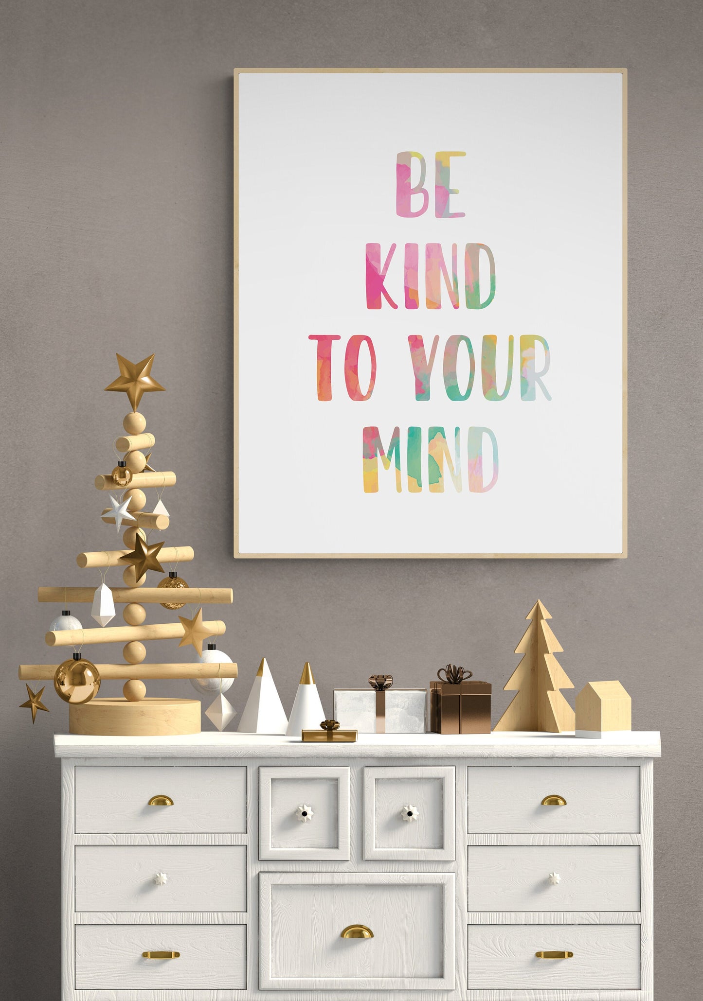 Colorful 'Be Kind to Your Mind' Art Print - 4 Sizes - Free Shipping