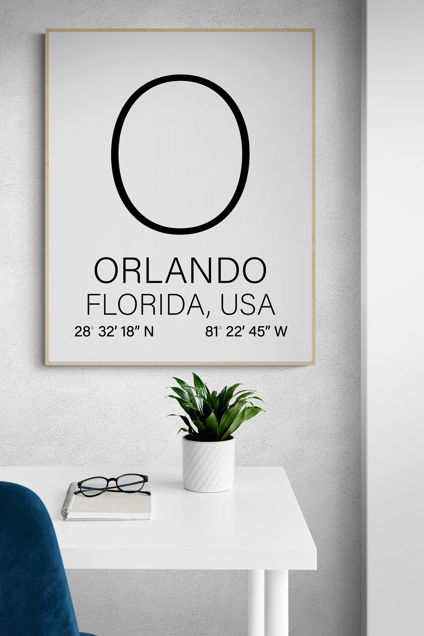 Personalized Monogram Letter for Your Home – City, State, Country Coordinates Art Print