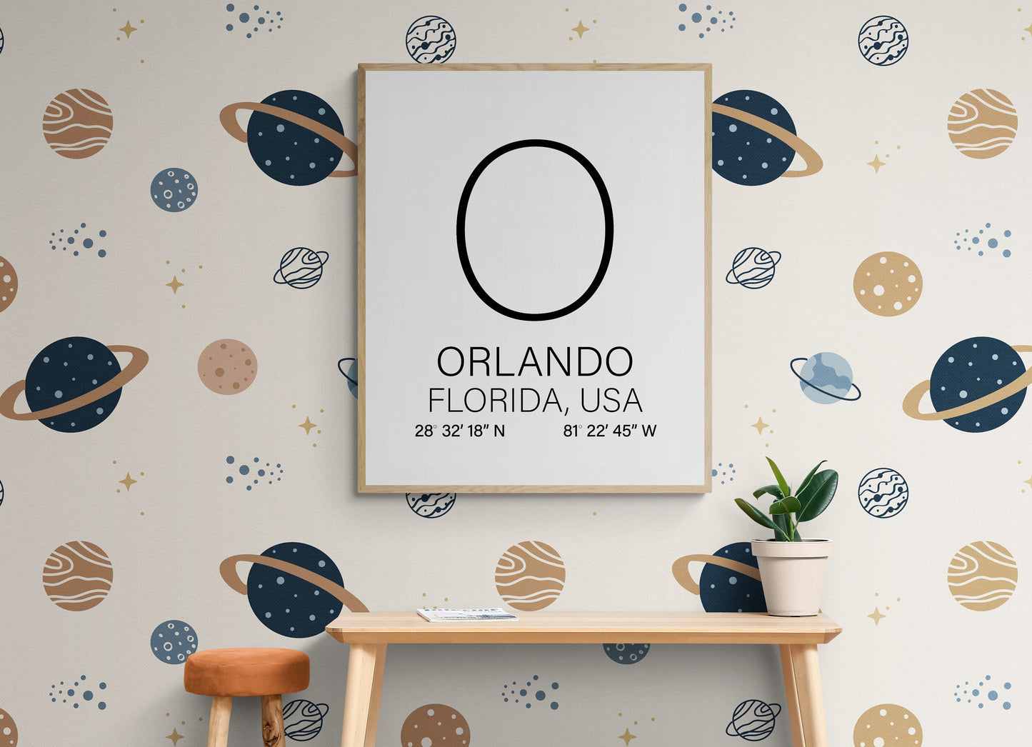 Personalized Monogram Letter for Your Home – City, State, Country Coordinates Art Print