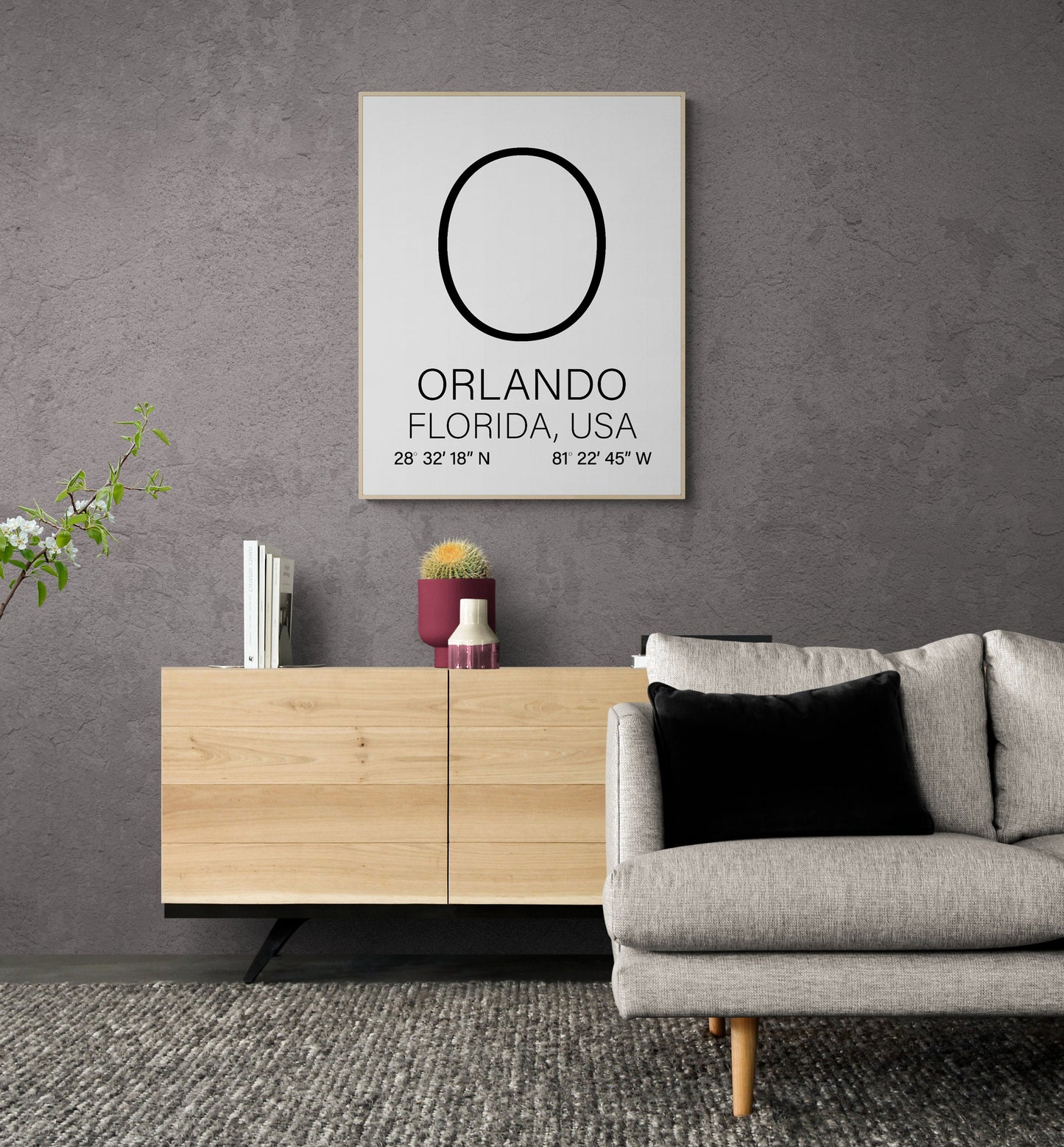 Personalized Monogram Letter for Your Home – City, State, Country Coordinates Art Print
