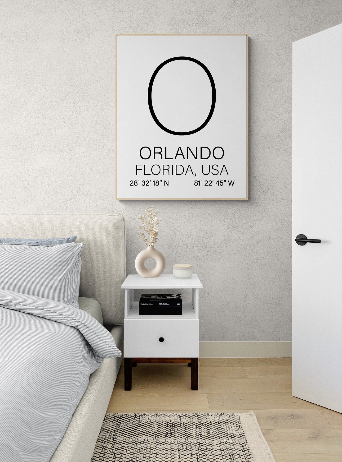 Personalized Monogram Letter for Your Home – City, State, Country Coordinates Art Print