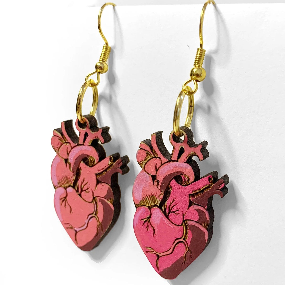 Customizable Anatomical Heart Dangle Earrings