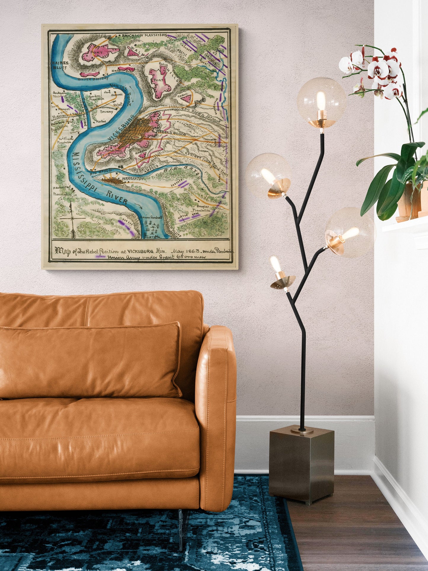 Map of the Rebel Position | Vicksburg Mississippi | Civil War | Ulysses S Grant | Abraham Lincoln | Art Print