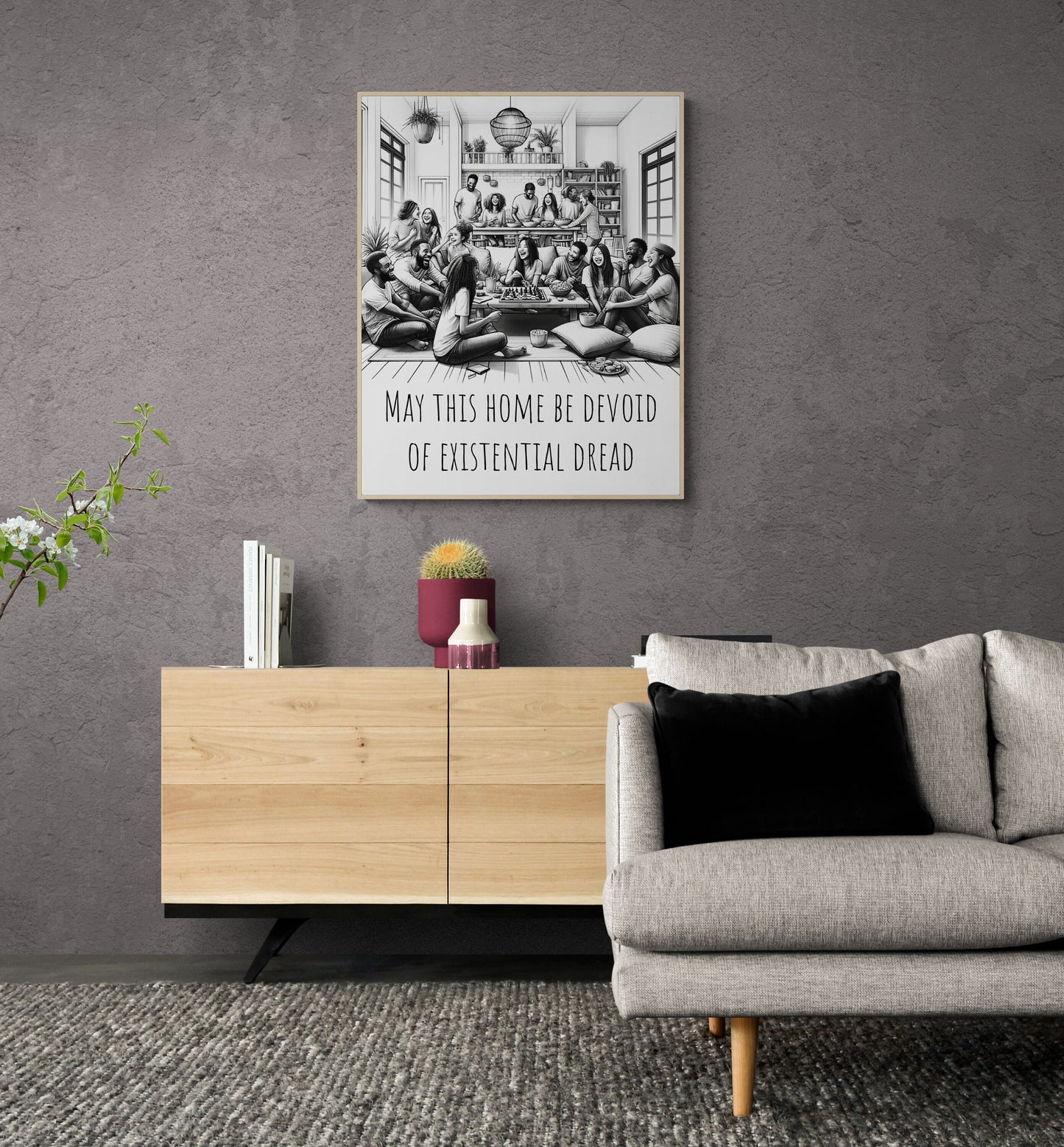 May This Home Be Devoid Of Existential Dread | Inspirational | Living Room Decor | Art Print
