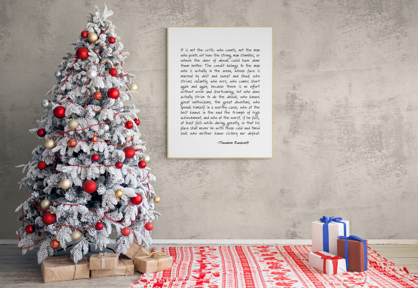 It is not the Critic who Counts by Theodore Teddy Roosevelt Typography Art Print