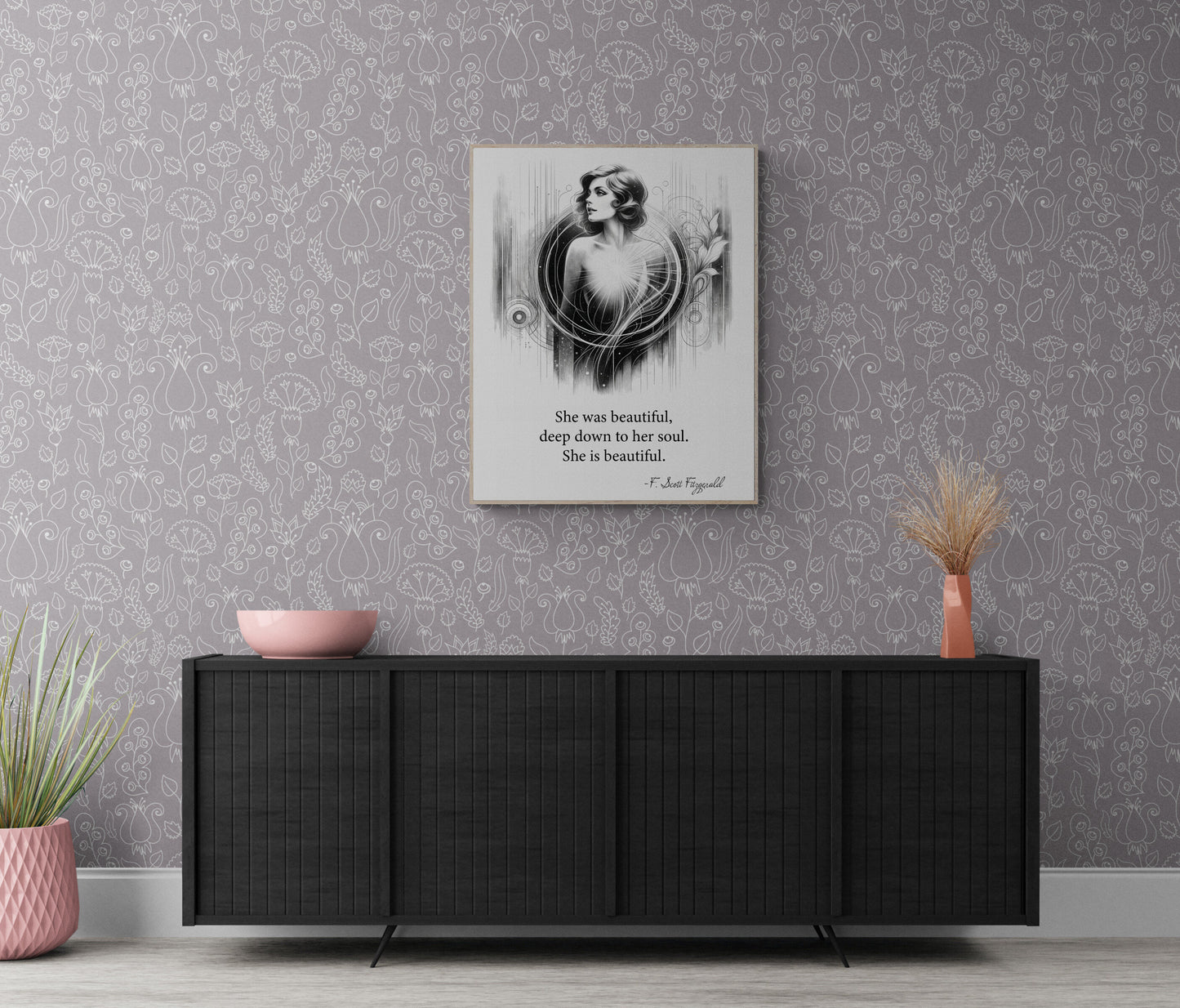 F. Scott Fitzgerald Quote She Is Beautiful Love Art Print