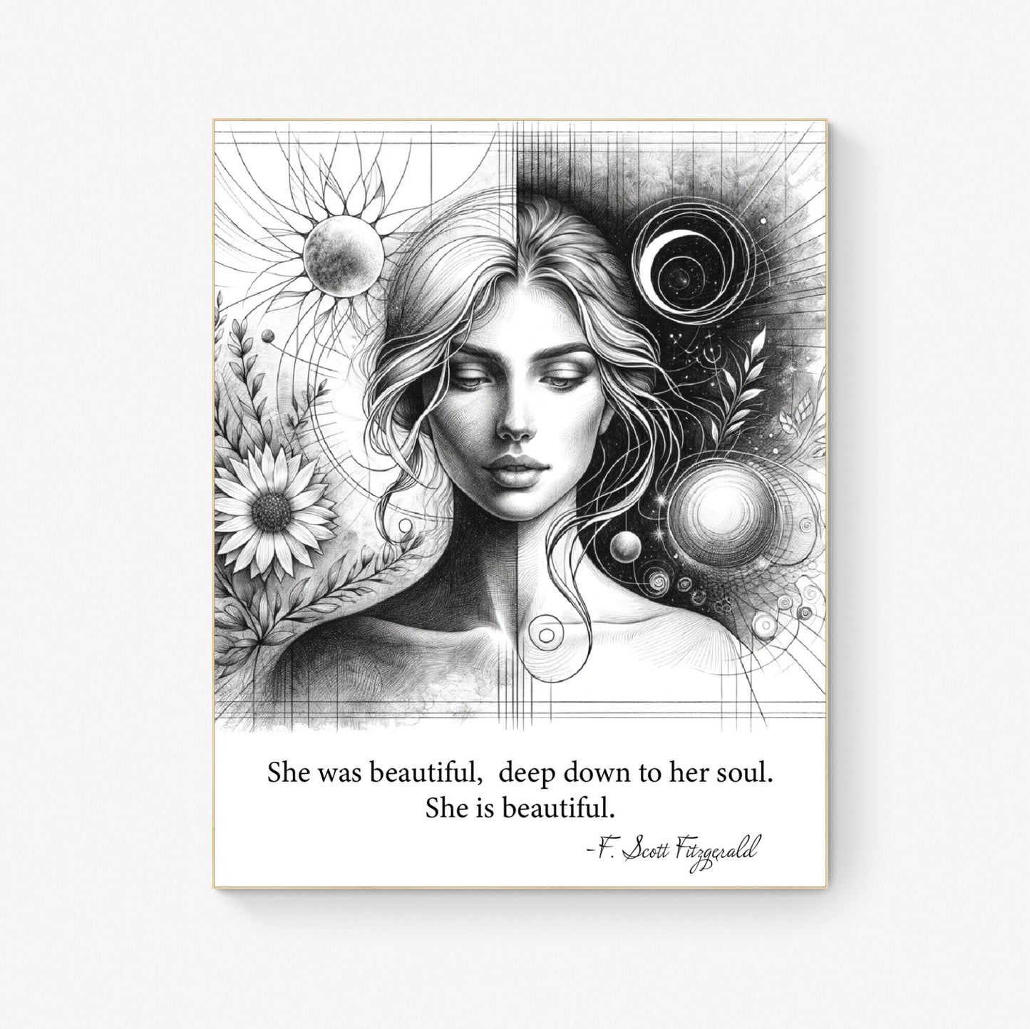 She Is Beautiful F. Scott Fitzgerald Quote Love Art Print