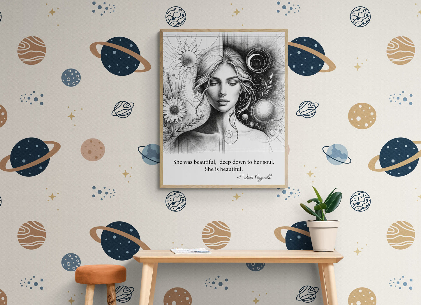 She Is Beautiful F. Scott Fitzgerald Quote Love Art Print