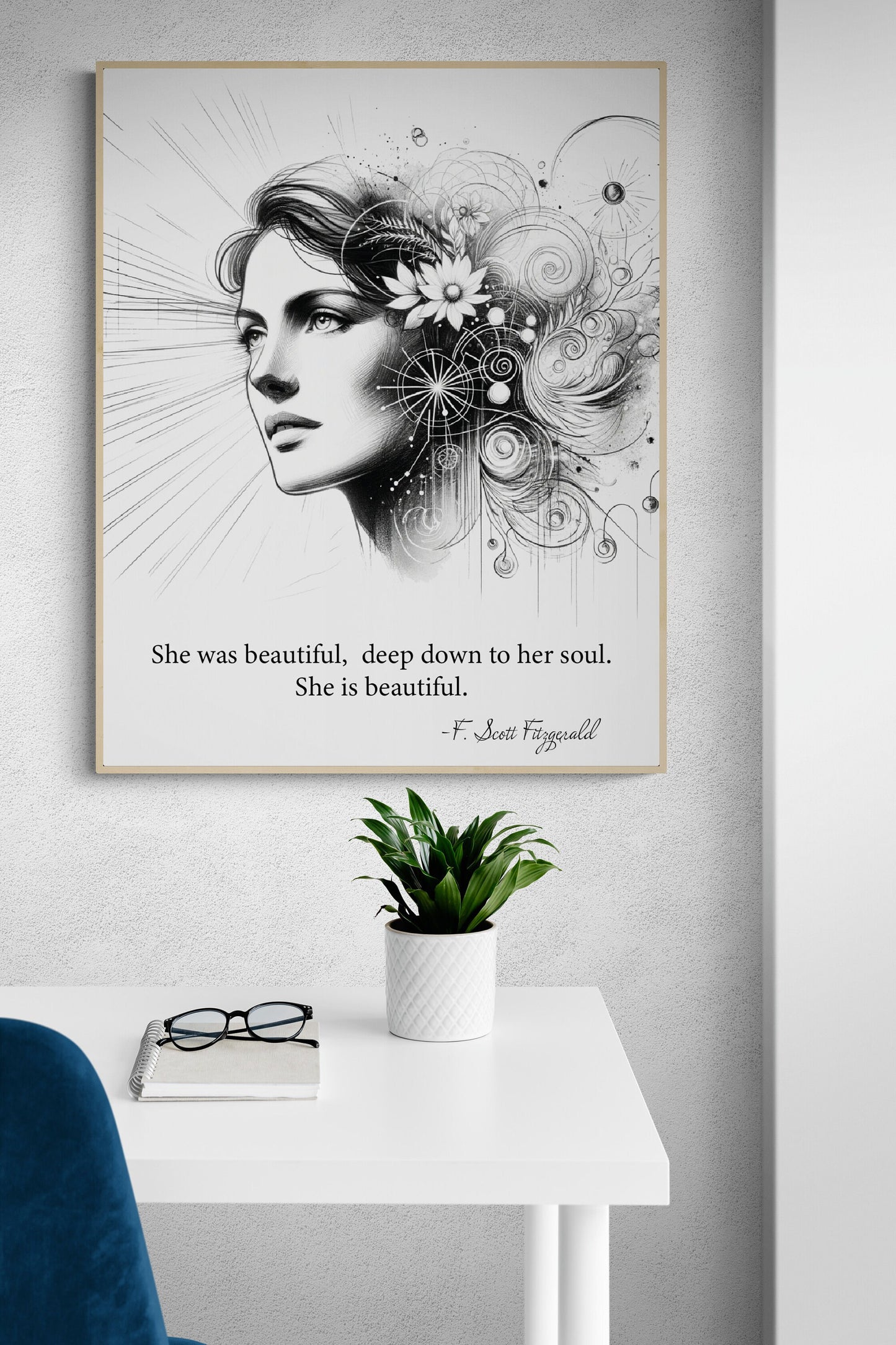 She Is Beautiful F Scott Fitzgerald Quote Love Art Print