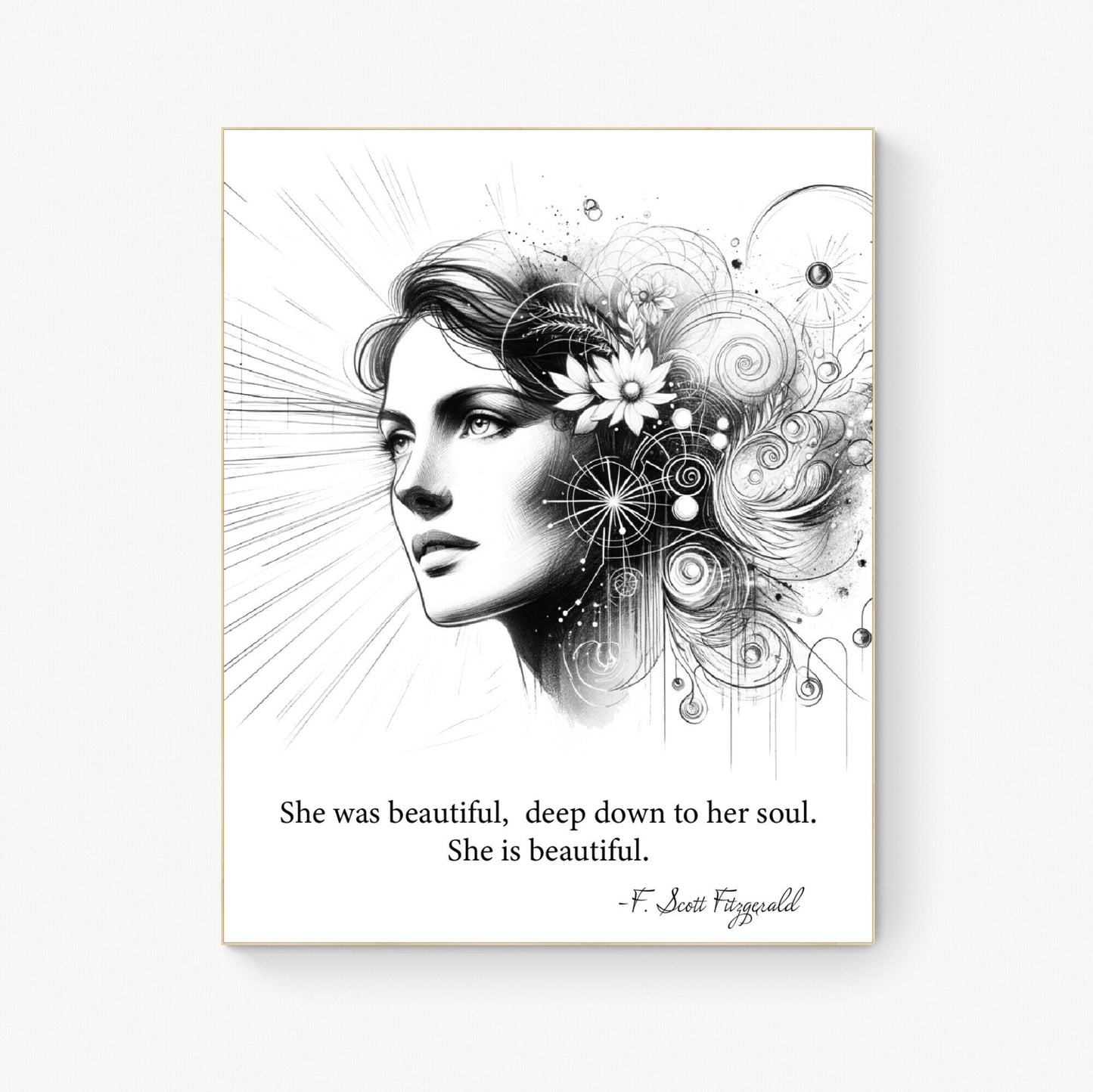 She Is Beautiful F Scott Fitzgerald Quote Love Art Print