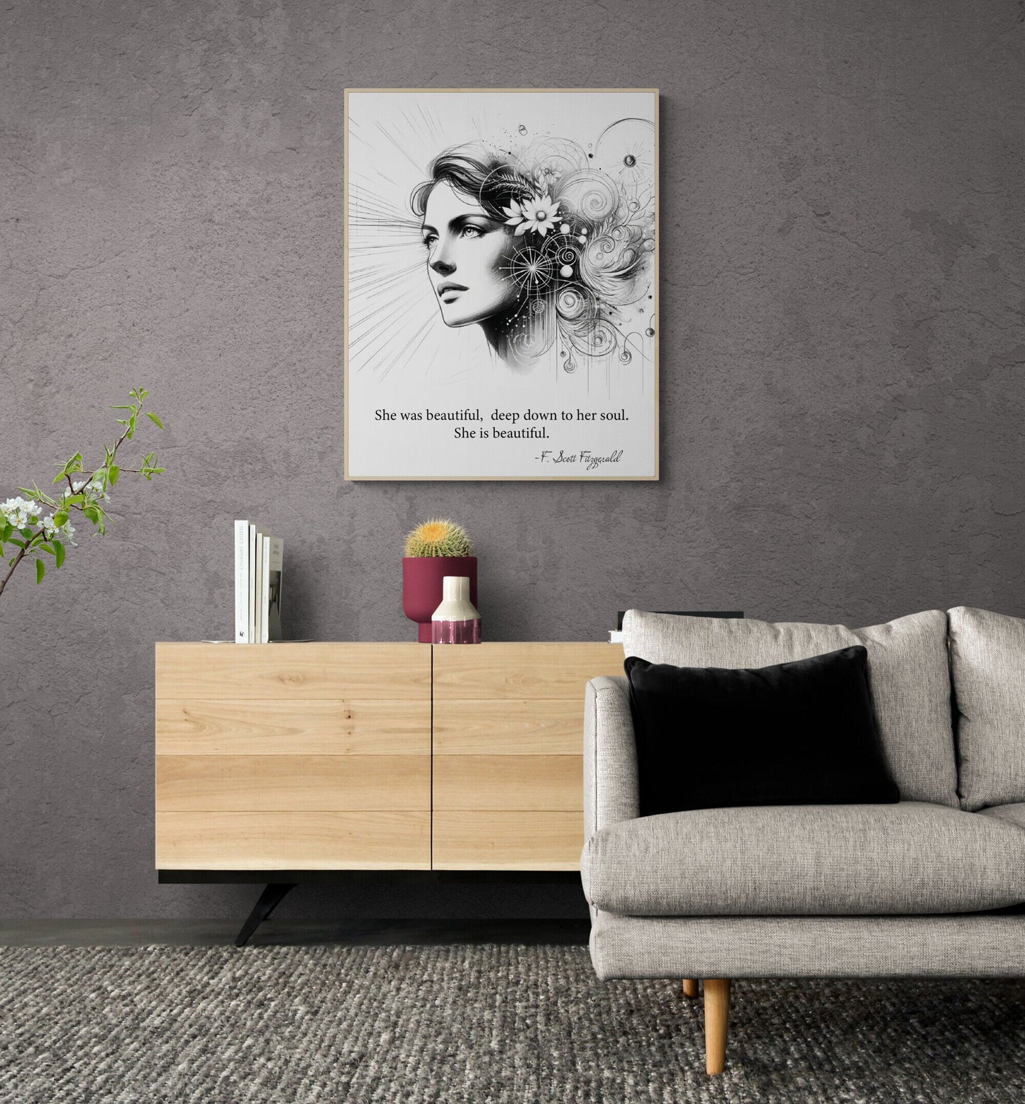 She Is Beautiful F Scott Fitzgerald Quote Love Art Print