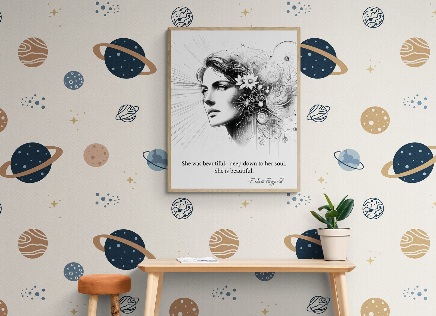 She Is Beautiful F Scott Fitzgerald Quote Love Art Print