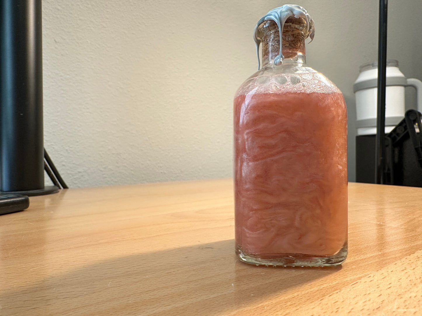 Unicorn Blood: A Potion of Essence - Enigmatic Silver-Red Swirling Decor Vial by Gorgon's Apothecary