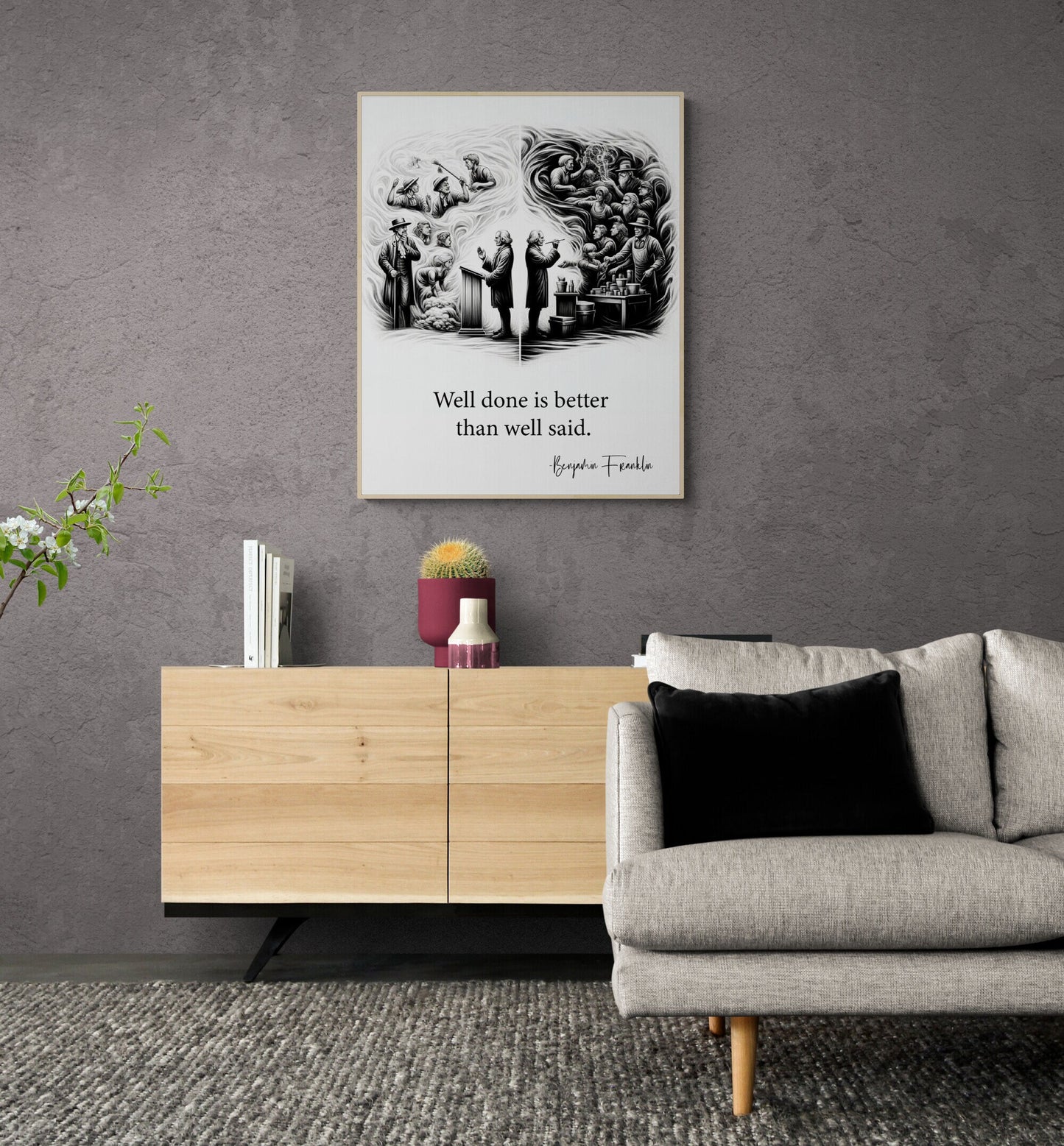 Well Done Is Better Than Well Said by Benjamin Franklin Quote Inspirational Art Print