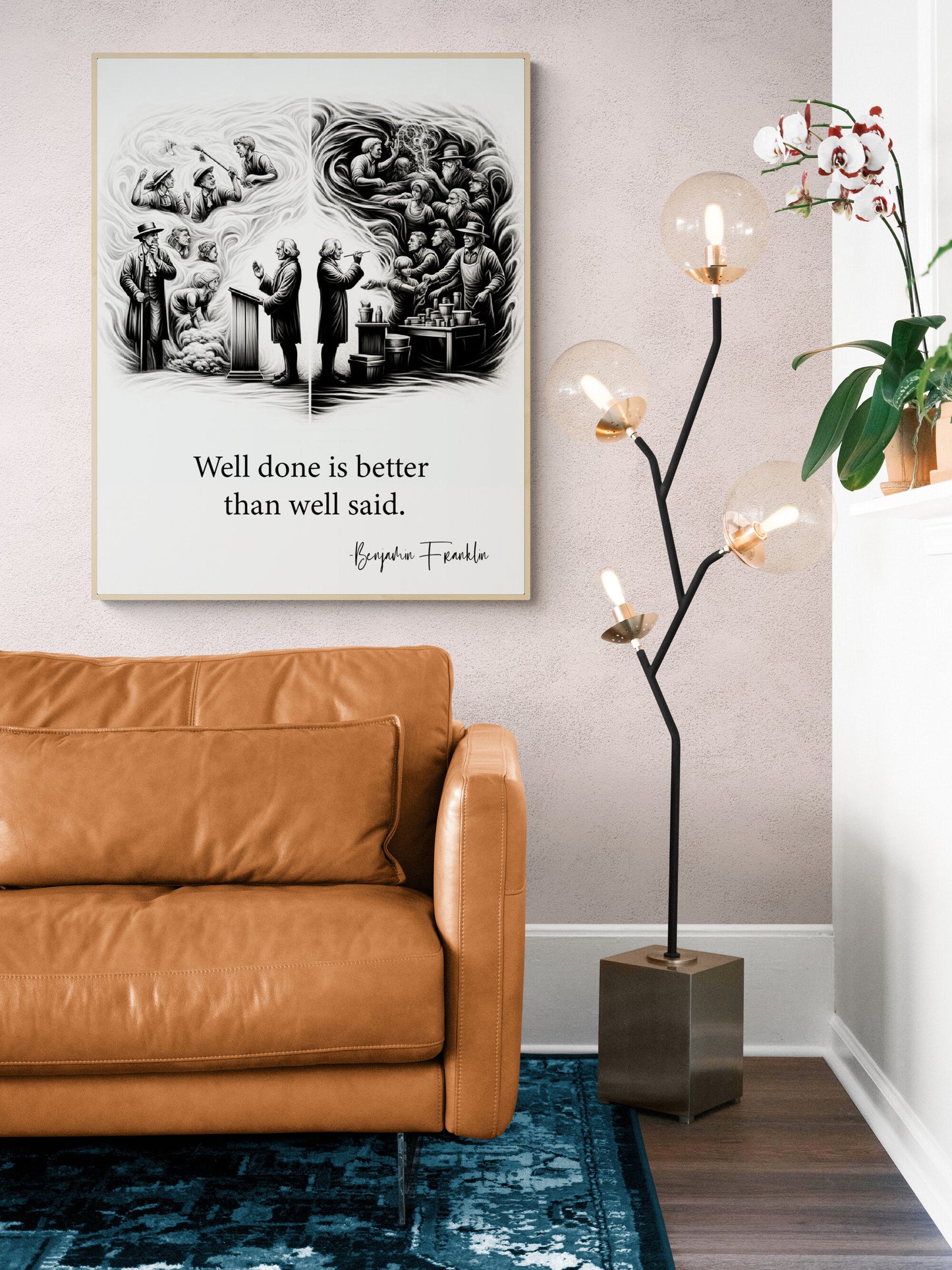 Well Done Is Better Than Well Said by Benjamin Franklin Quote Inspirational Art Print