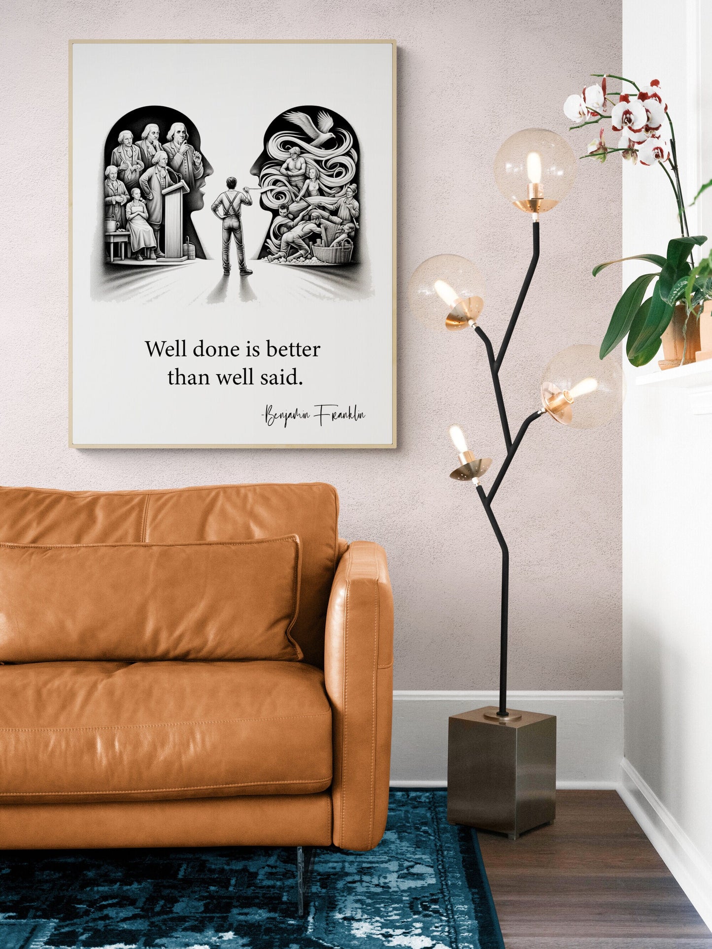 Well Done Is Better Than Well Said by Benjamin Franklin Quote Inspiration Art Print