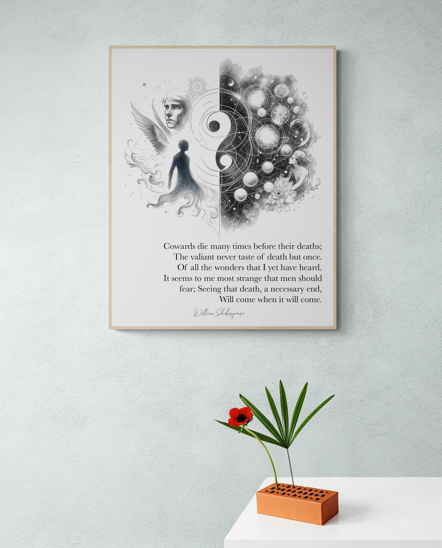 Cowards Die Many Times Before Their Deaths by William Shakespeare from Julius Caesar Art Print