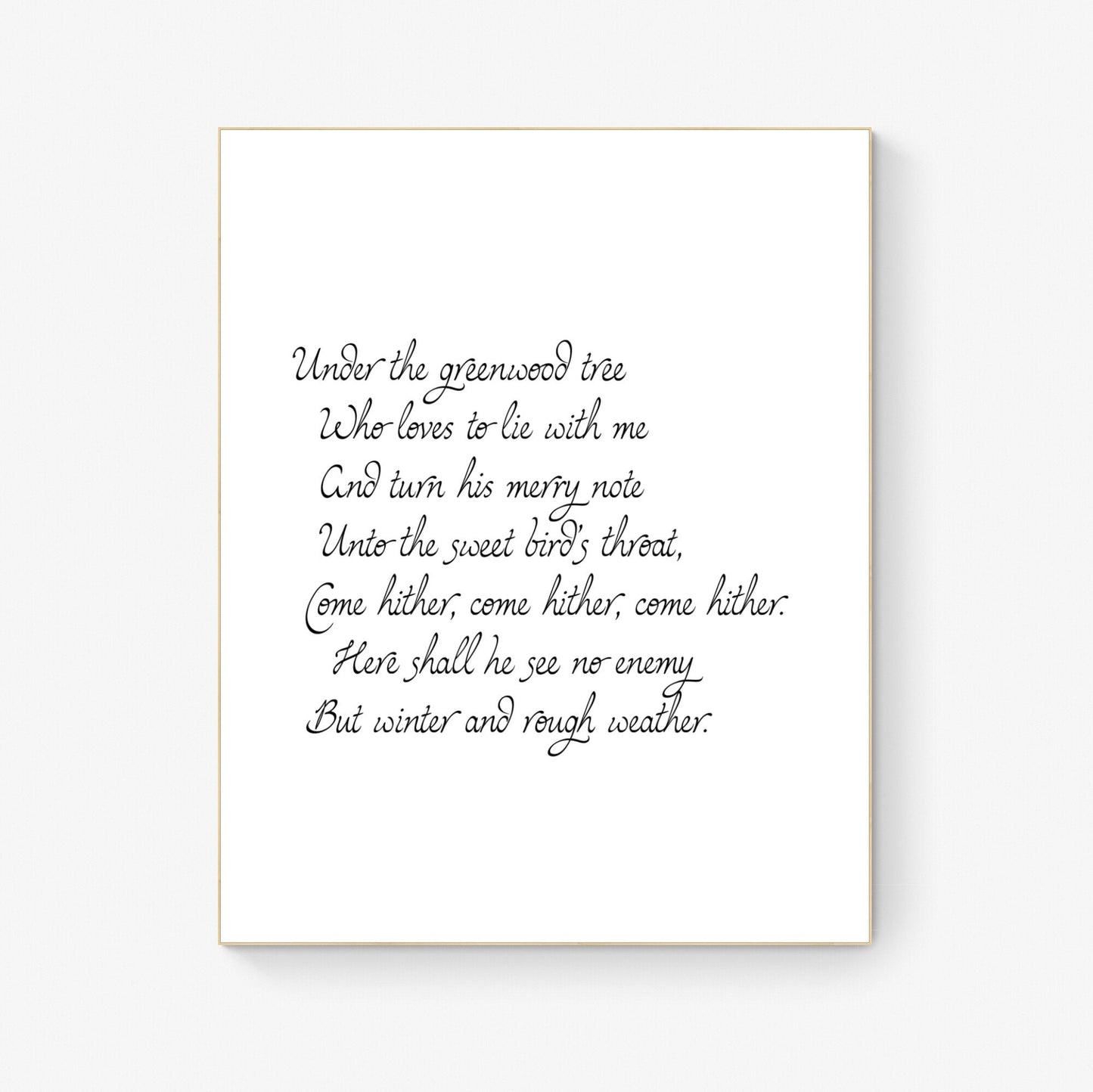 Under the Greenwood Tree by William Shakespeare's As You Like It Sketch Art Print