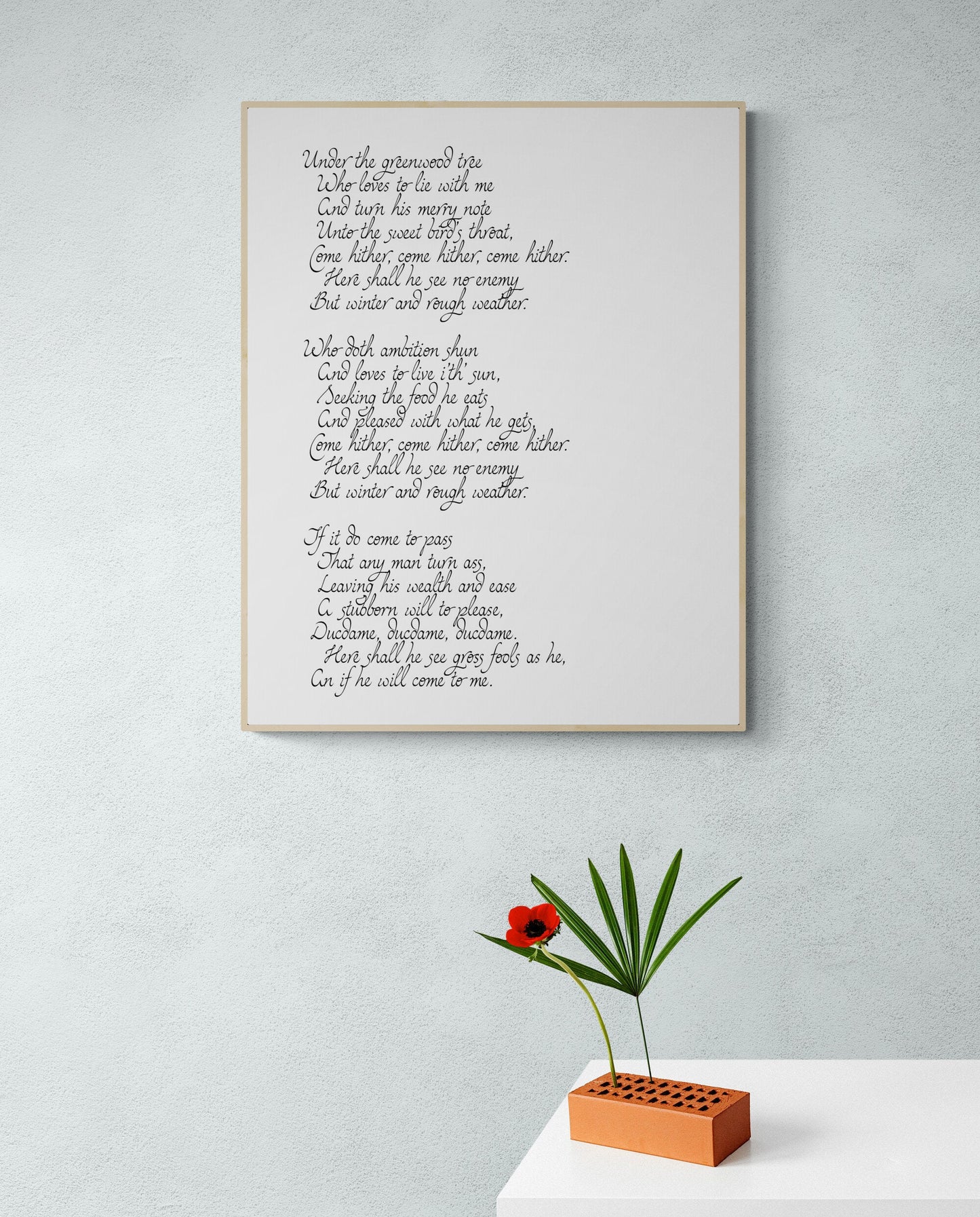 Under the Greenwood Tree by William Shakespeare's As You Like It Full Typography Art Print